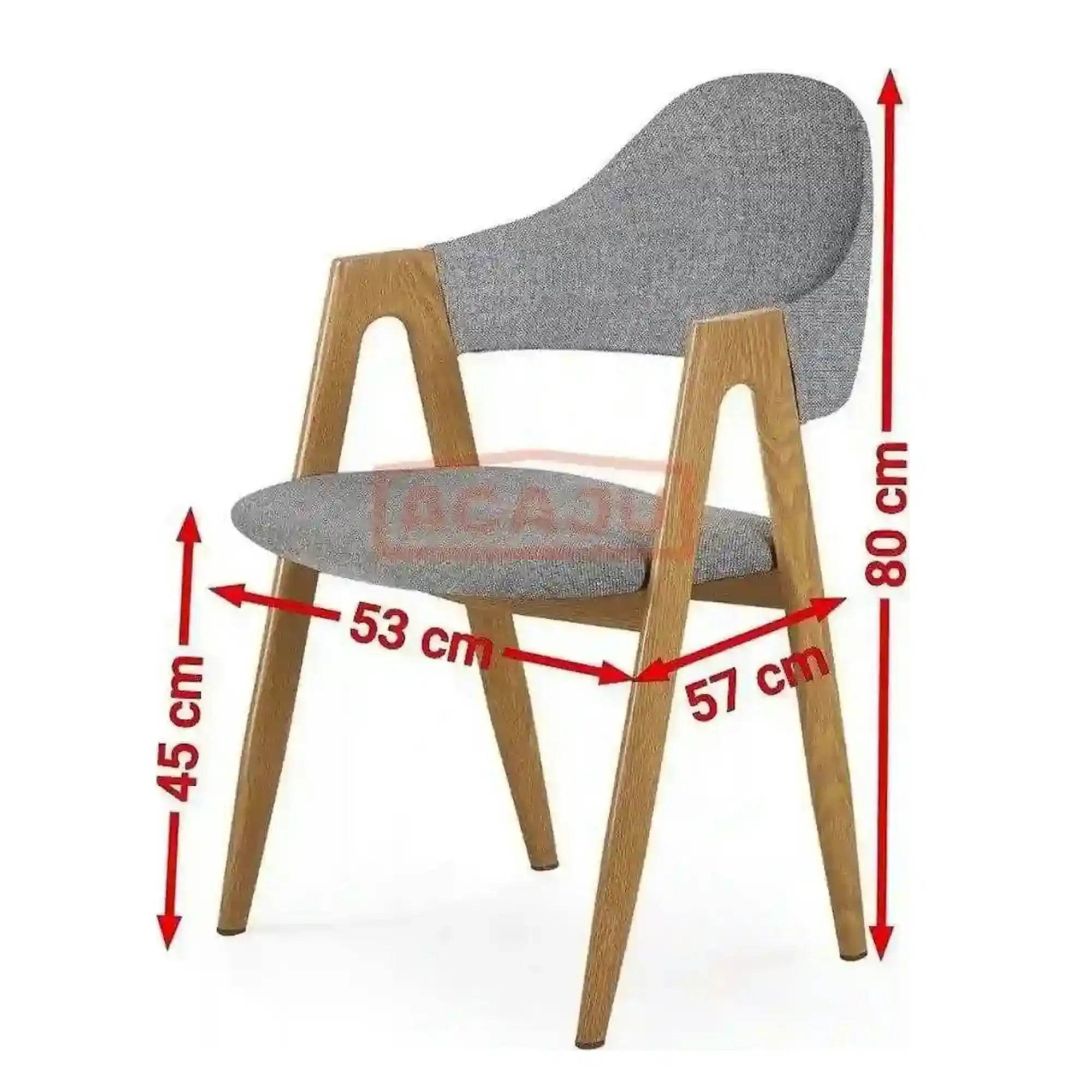 Scaun K344, gri/stejar, stofa clasica/metal, 53X51X80 CM