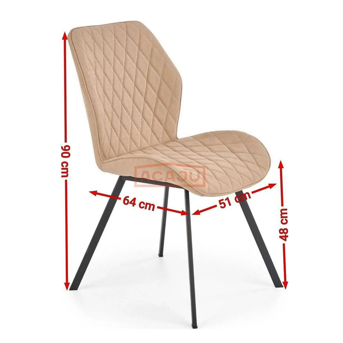 Scaun K360 galben mustar, stofa clasica/metal, 61x64x90 cm