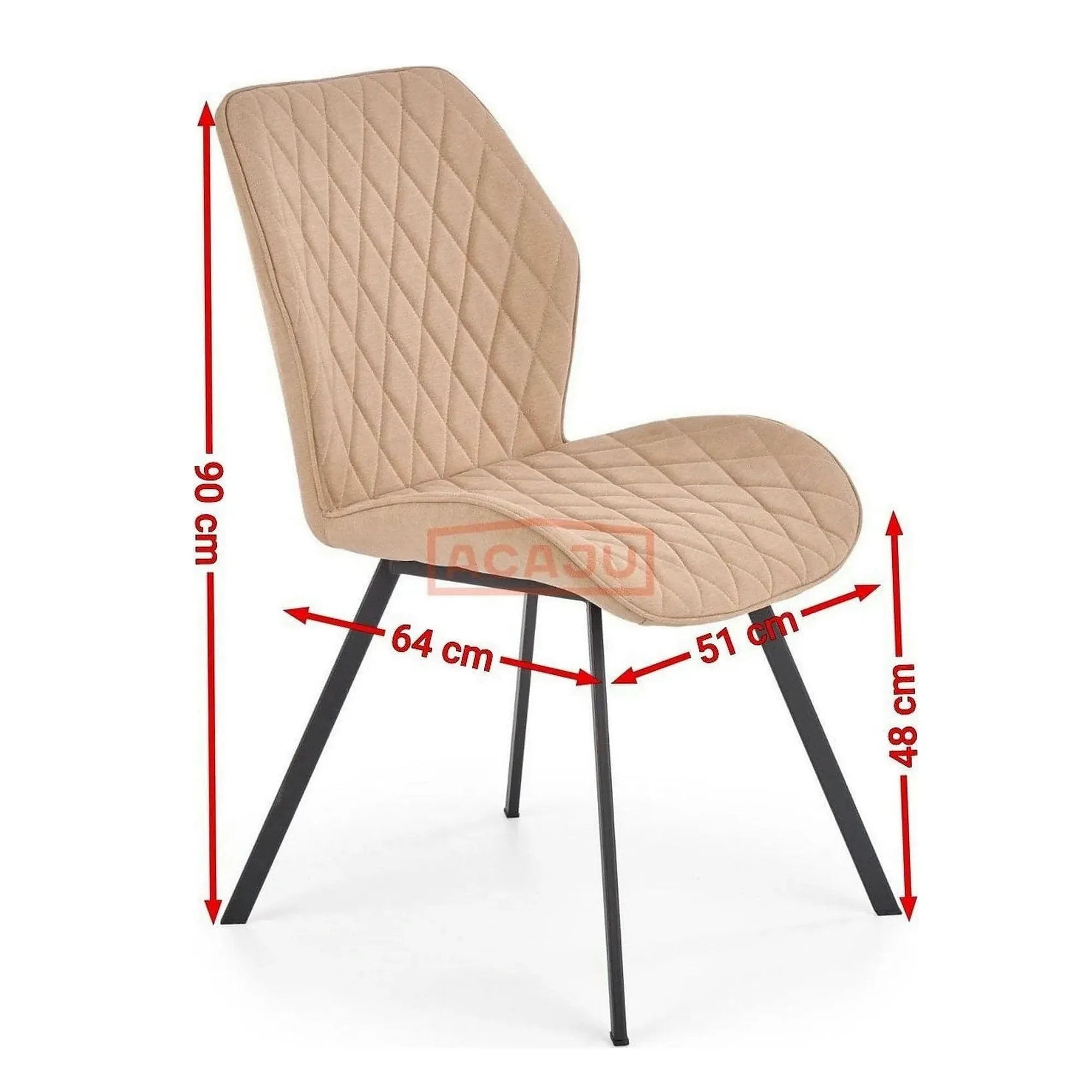 Scaun K360 galben mustar, stofa clasica/metal, 61x64x90 cm