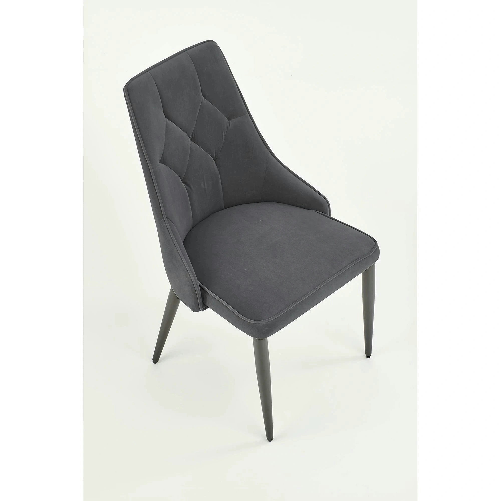 Scaun K365, gri/negru, stofa catifelata/metal, 52x57x90 cm