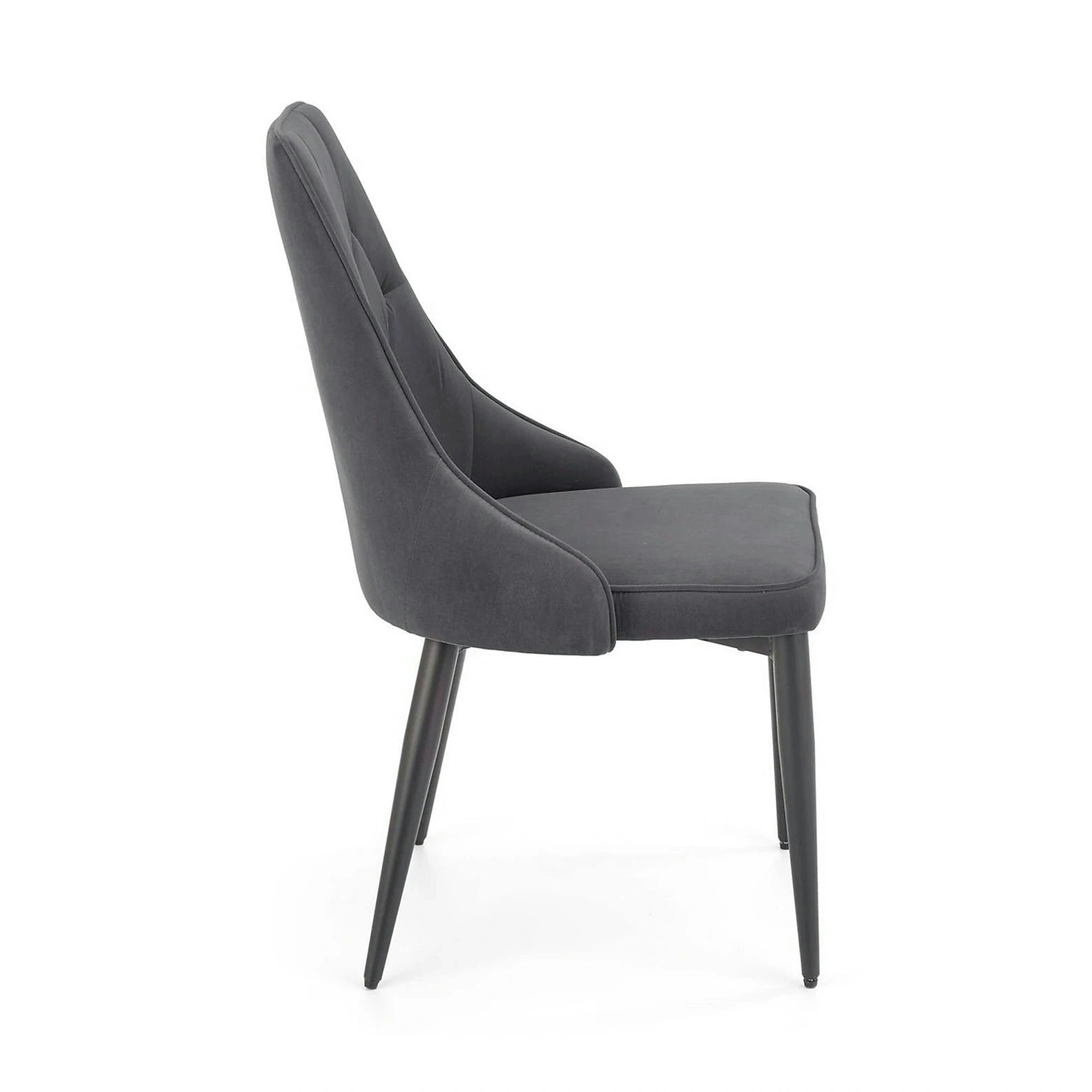 Scaun K365, gri/negru, stofa catifelata/metal, 52x57x90 cm