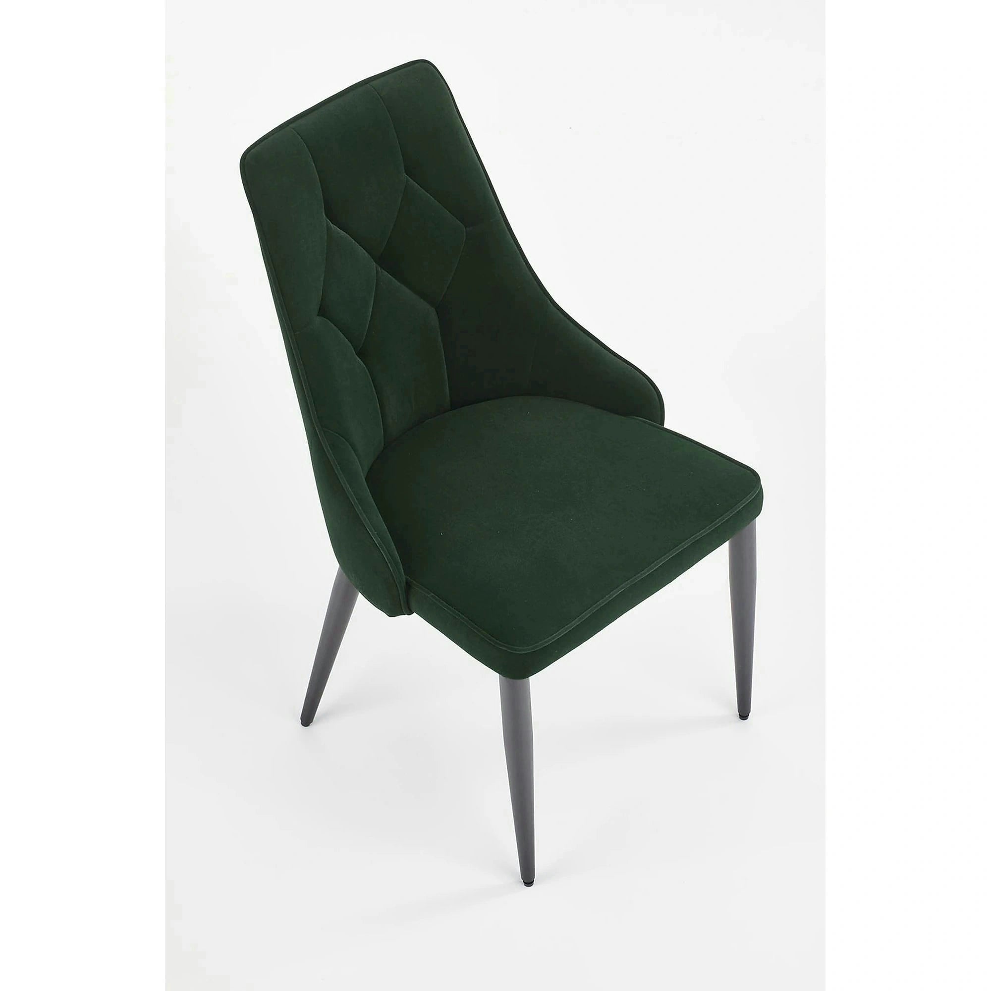 Scaun K365, verde inchis/negru, stofa catifelata/metal, 52x57x90 cm