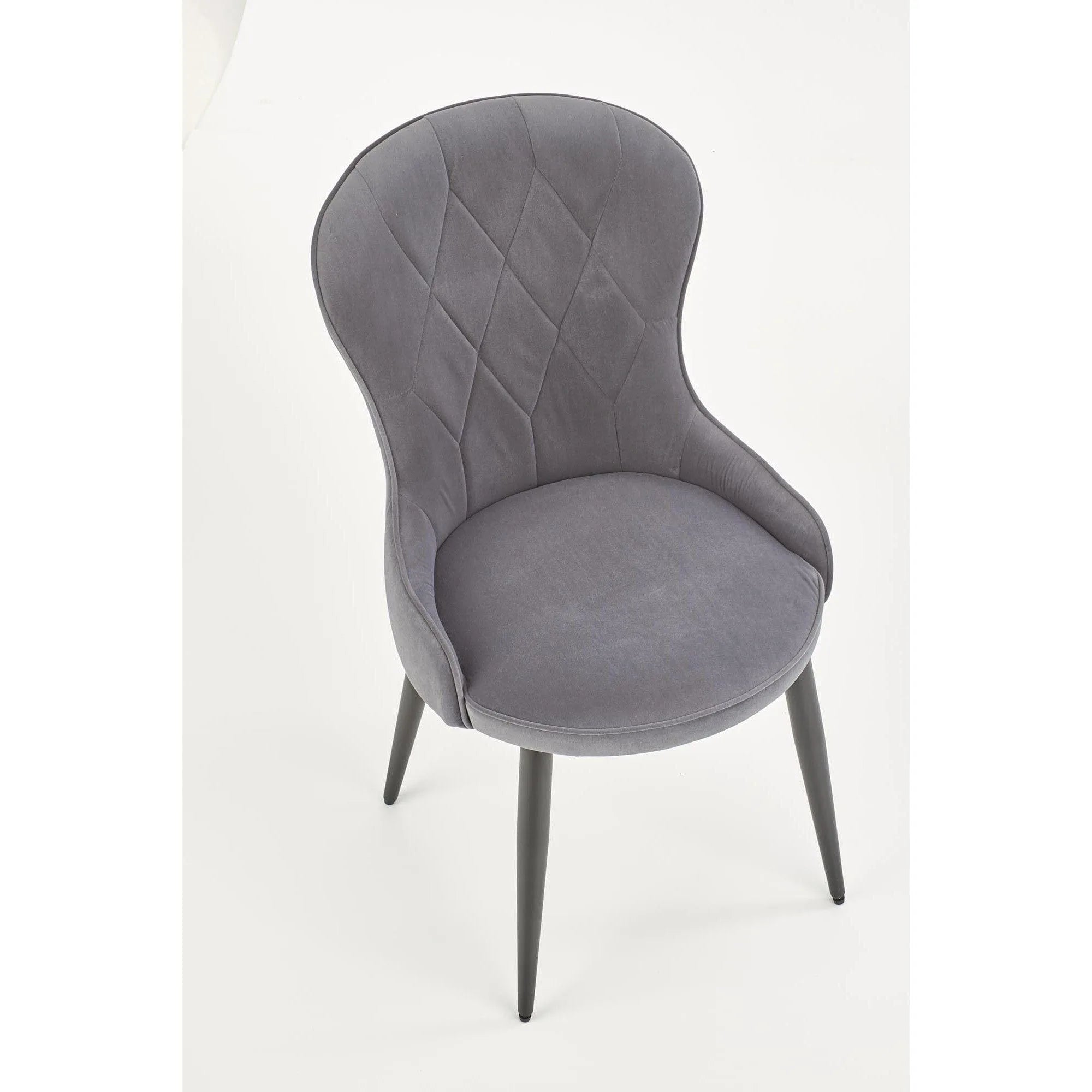 Scaun K366, gri/negru, stofa catifelata/metal, 52x58x92 cm