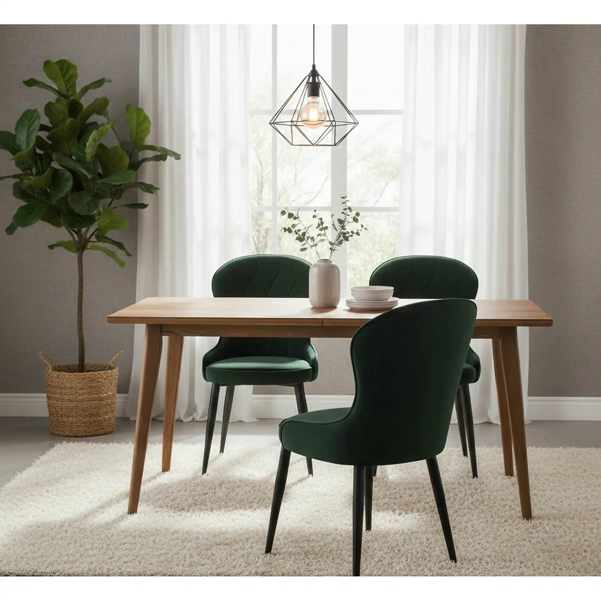 Scaun K366, verde inchis/negru, stofa catifelata/metal, 52x58x92 cm