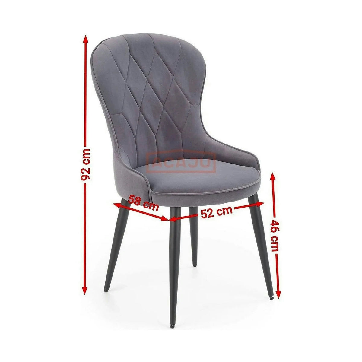 Scaun K366, verde inchis/negru, stofa catifelata/metal, 52x58x92 cm