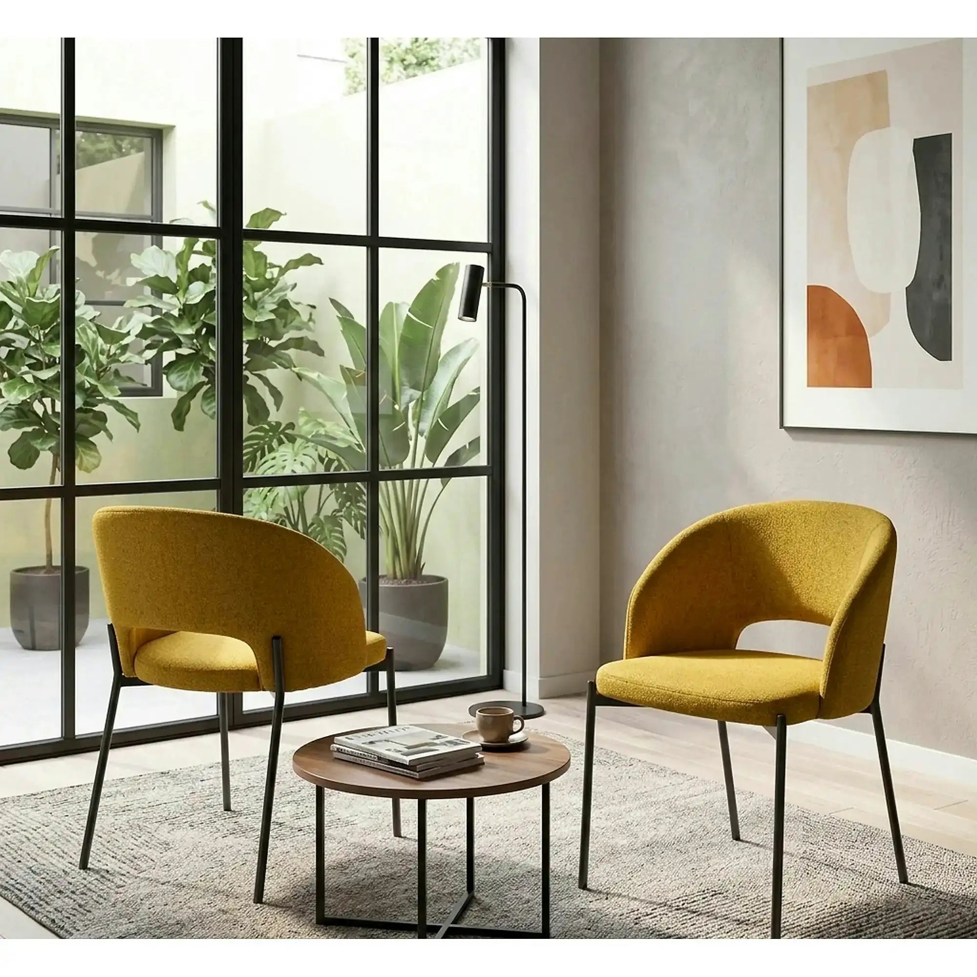 Scaun K373, galben/negru, stofa clasica/metal, 51x57x77 cm