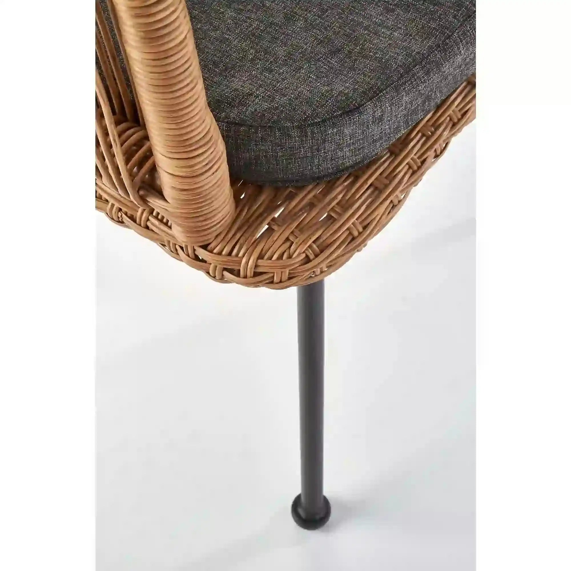 Scaun K400, gri/bej/negru, stofa/rattan sintetic/otel, 55x47x74 cm