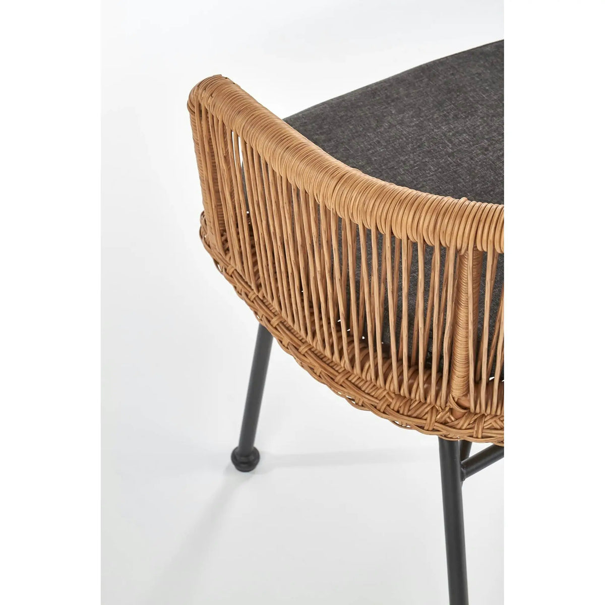 Scaun K400, gri/bej/negru, stofa/rattan sintetic/otel, 55x47x74 cm