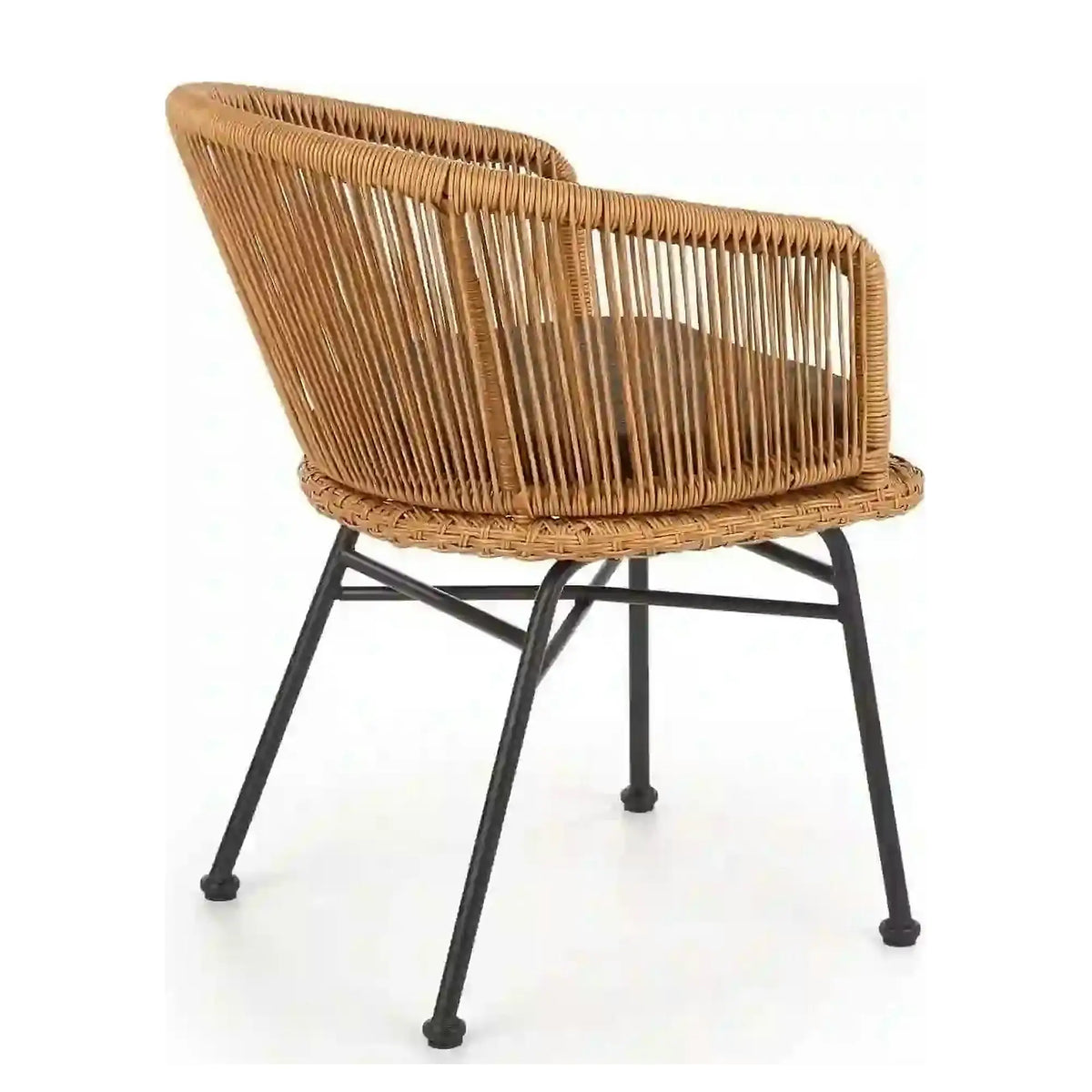 Scaun K400, gri/bej/negru, stofa/rattan sintetic/otel, 55x47x74 cm