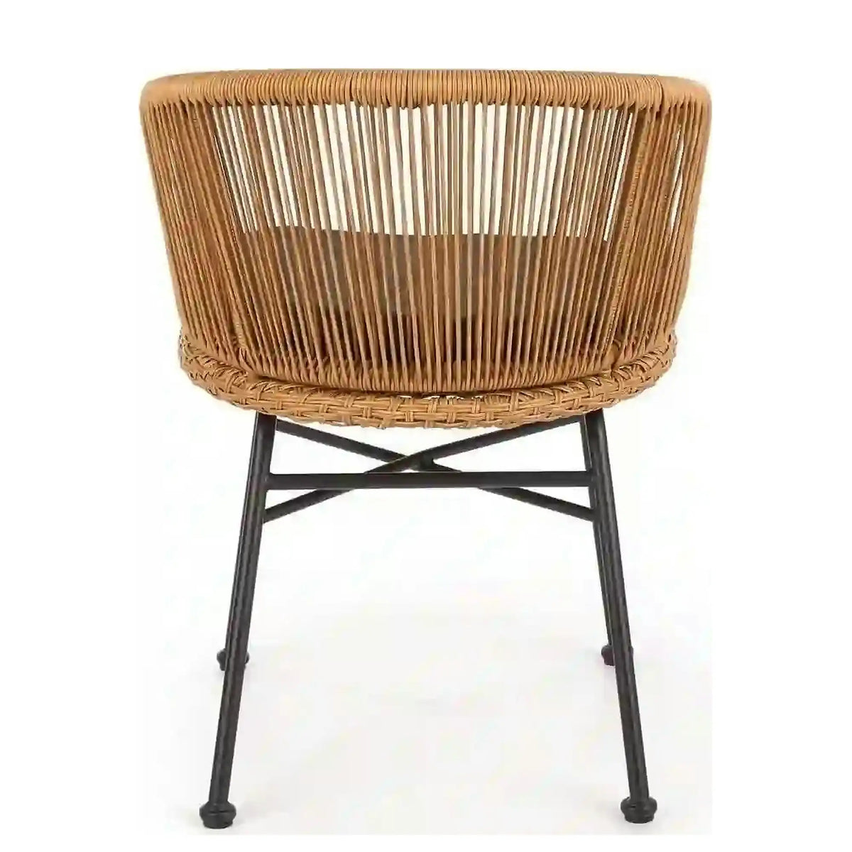 Scaun K400, gri/bej/negru, stofa/rattan sintetic/otel, 55x47x74 cm