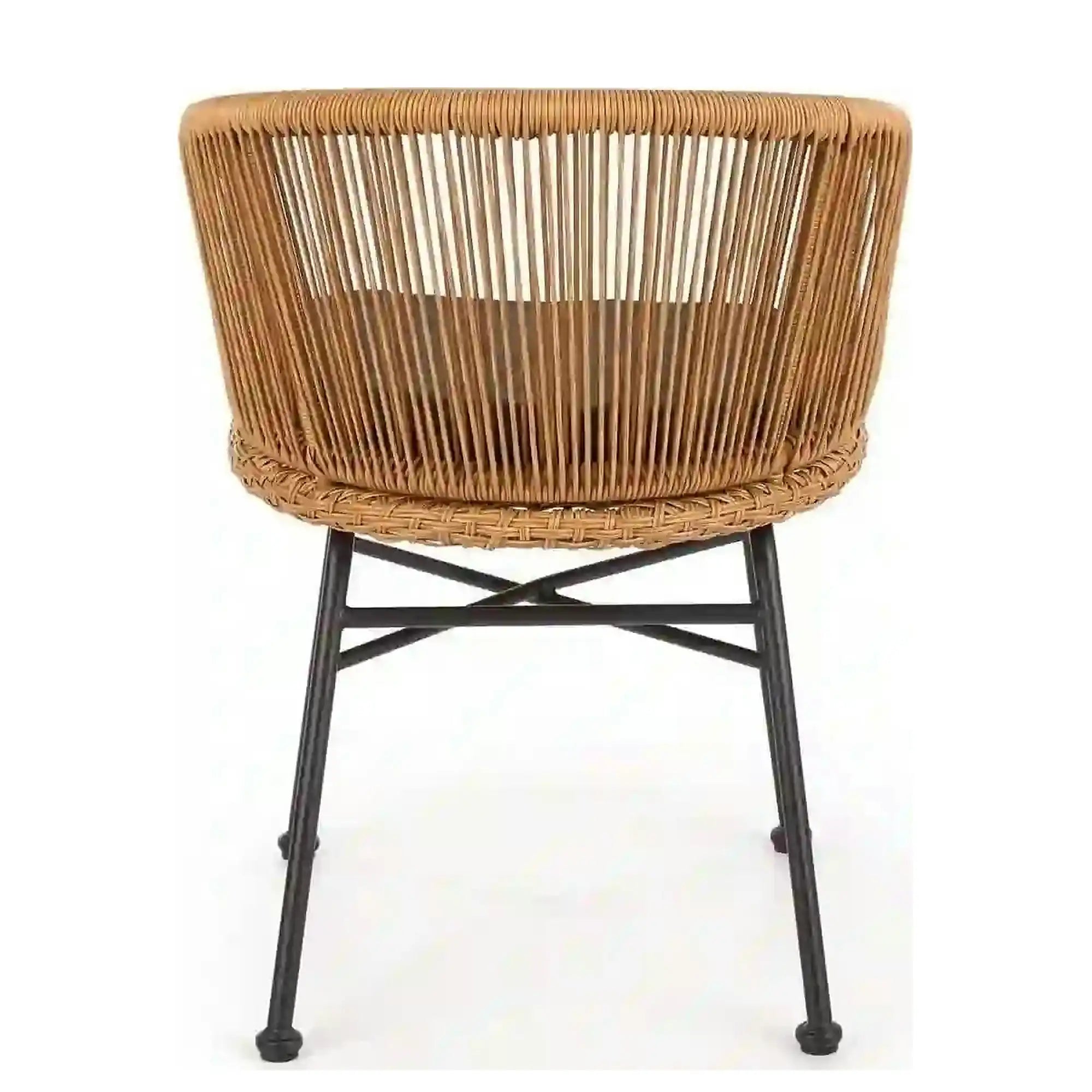 Scaun K400, gri/bej/negru, stofa/rattan sintetic/otel, 55x47x74 cm