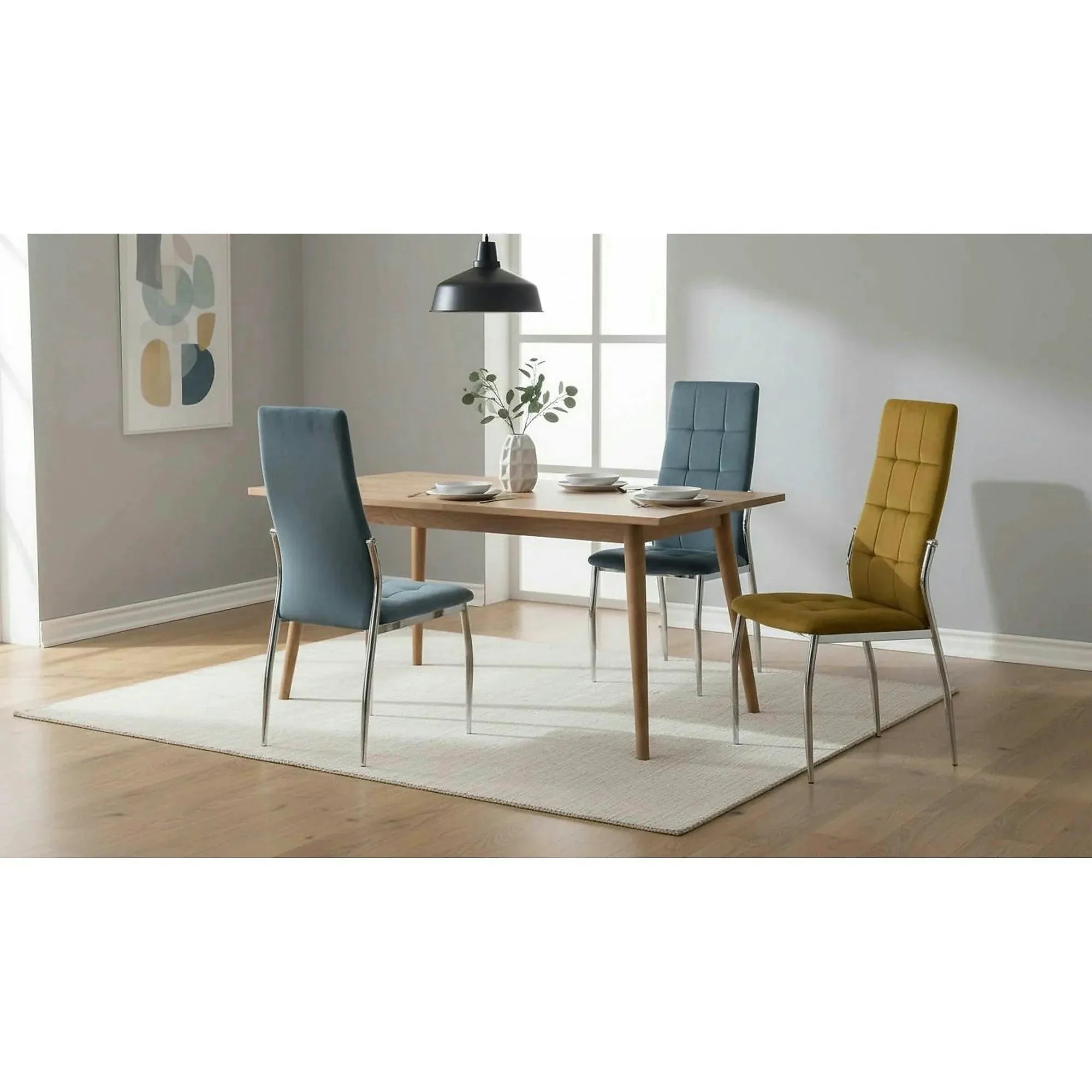 Scaun K416, galben mustar, stofa catifelata, 43x54x101 cm