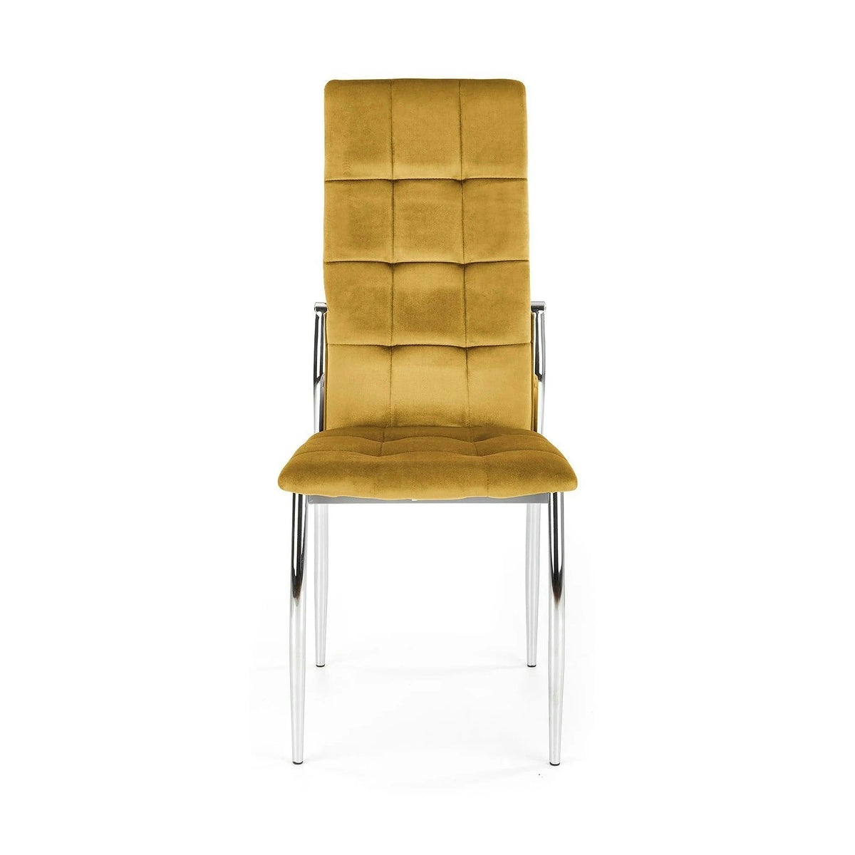 Scaun K416, galben mustar, stofa catifelata, 43x54x101 cm