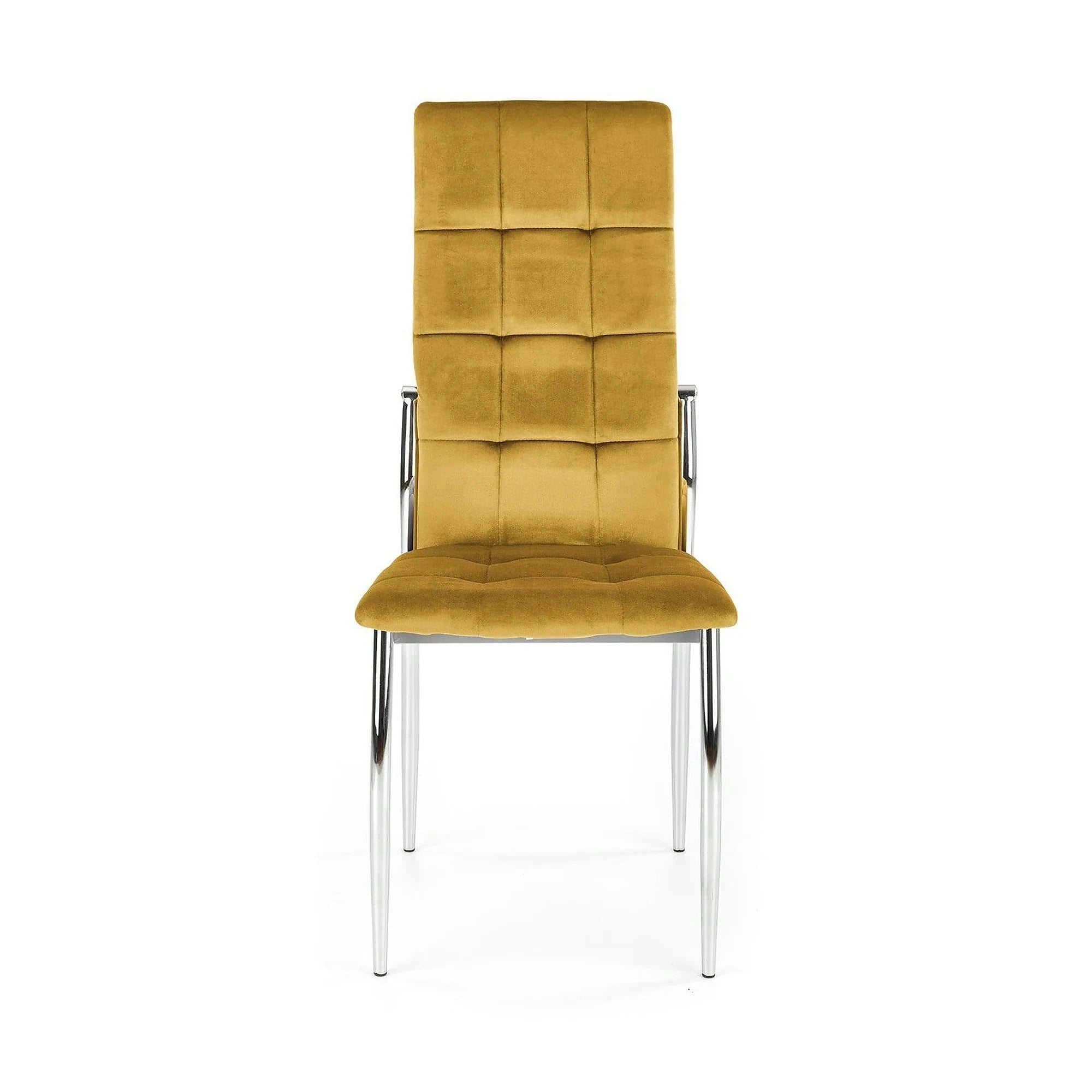 Scaun K416, galben mustar, stofa catifelata, 43x54x101 cm