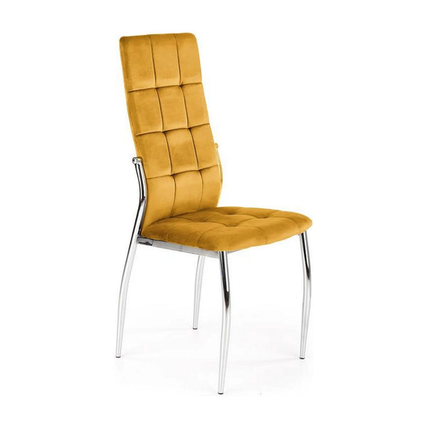 Scaun K416, galben mustar, stofa catifelata, 43x54x101 cm
