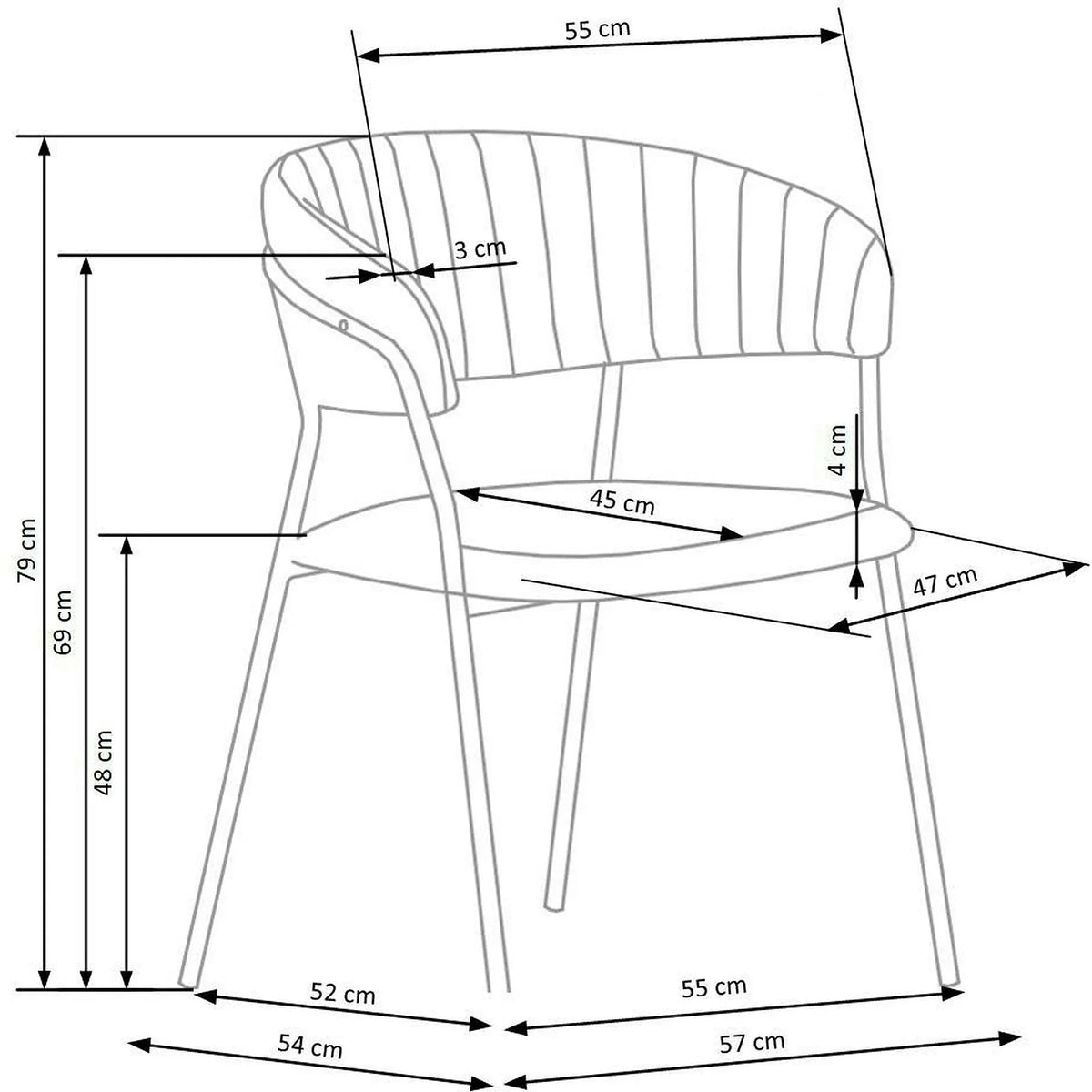 Scaun K426, gri/negru, stofa catifelata/metal, 57x54x79 cm