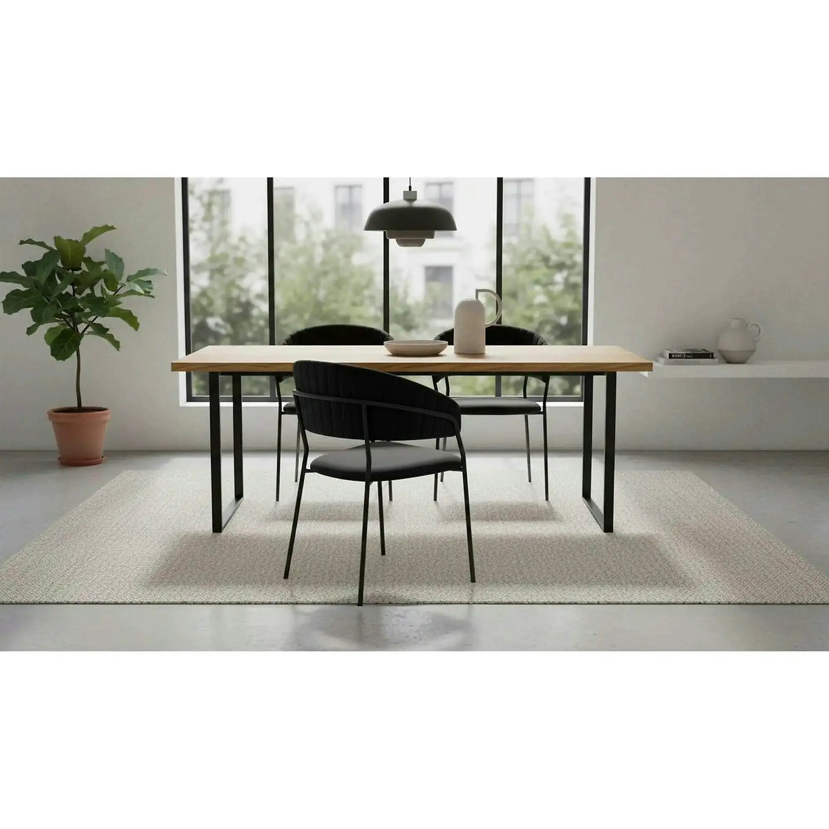Scaun K426, negru, stofa catifelata/metal, 57x54x79 cm