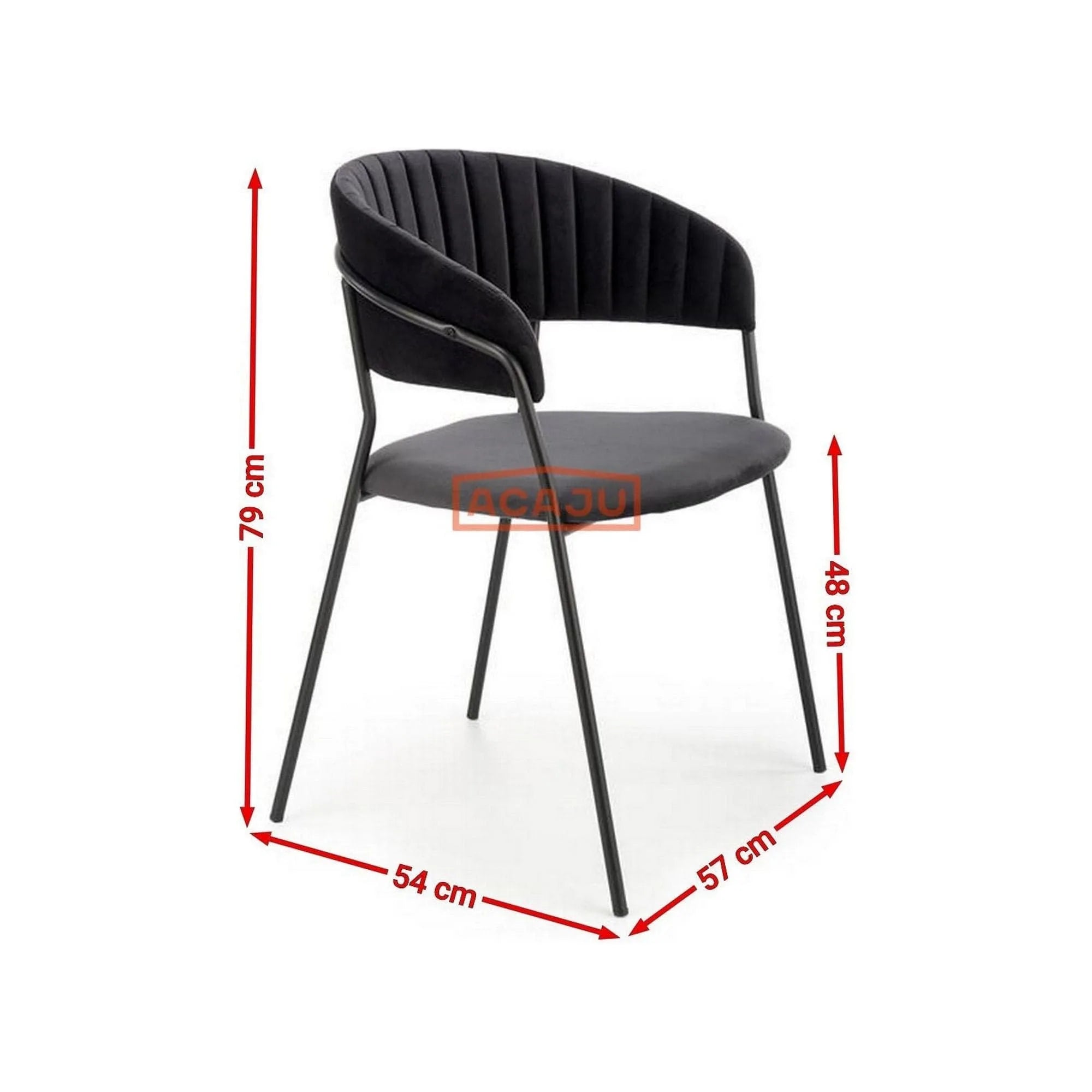 Scaun K426, negru, stofa catifelata/metal, 57x54x79 cm