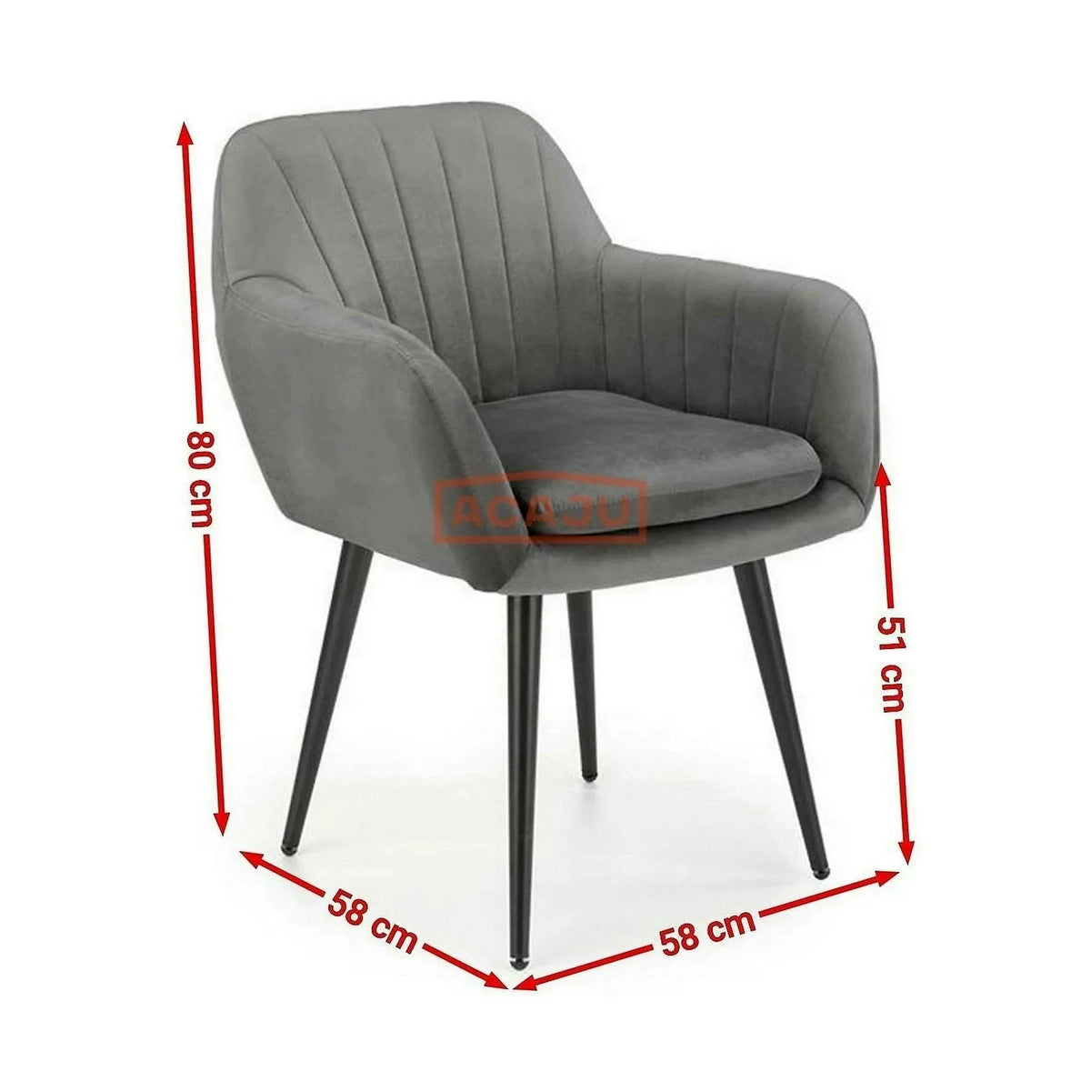Scaun K429, gri, stofa catifelata/metal, 58x53x80 cm