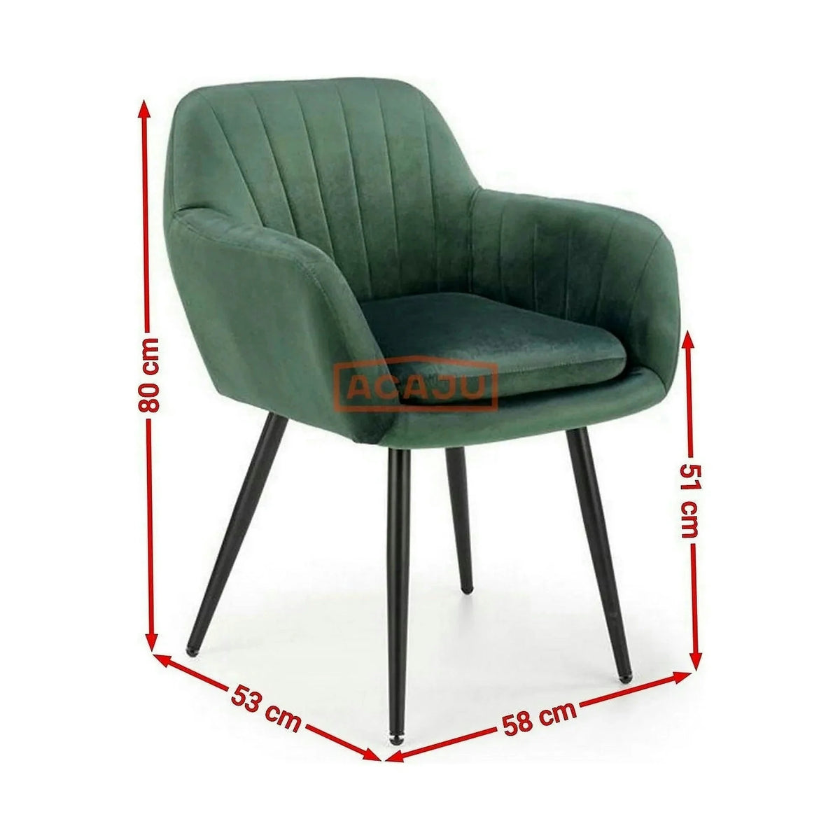 Scaun K429, verde/negru, stofa catifelata/metal, 58x53x80 cm
