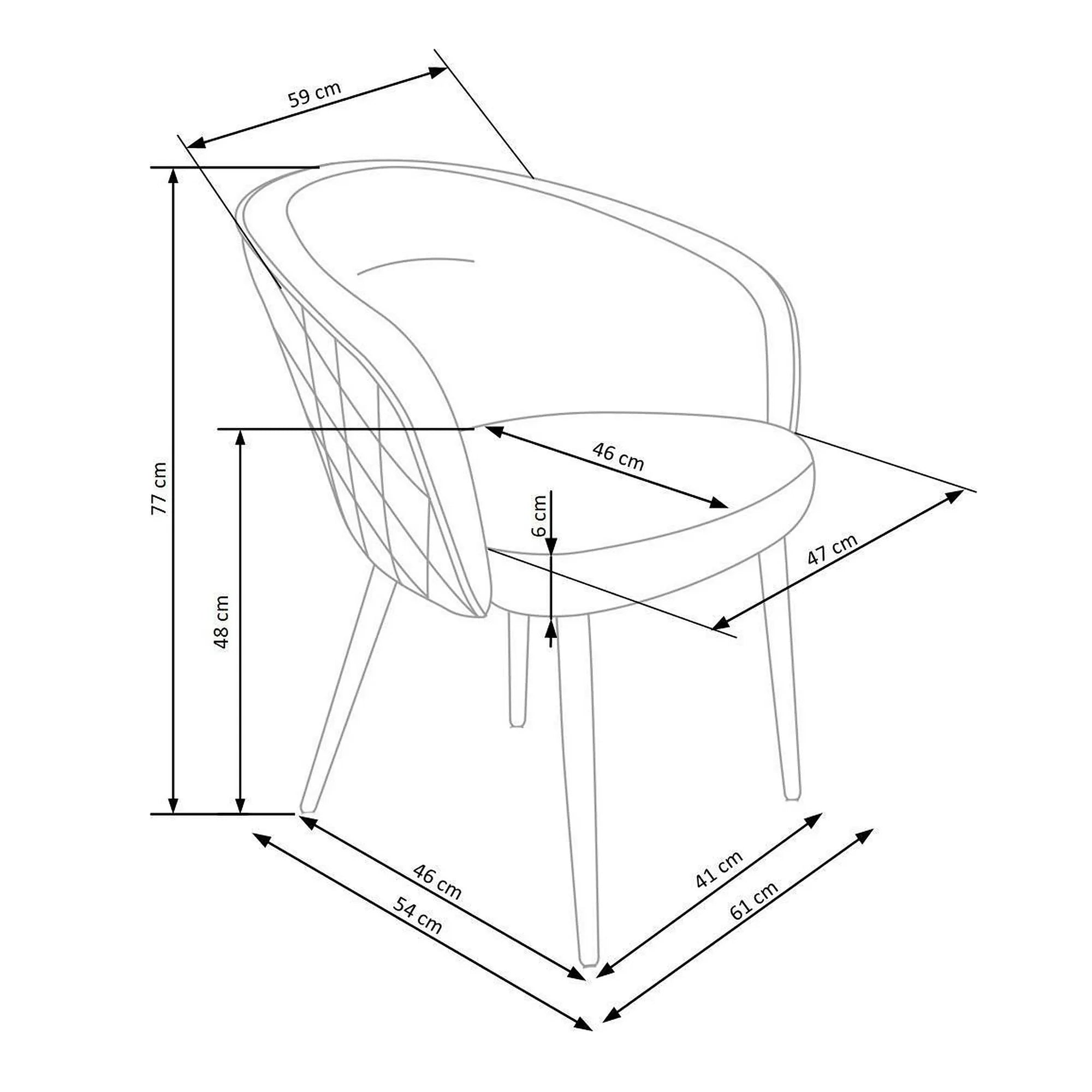 Scaun K430, bej/negru, stofa catifelata/metal, 61x54x77 cm
