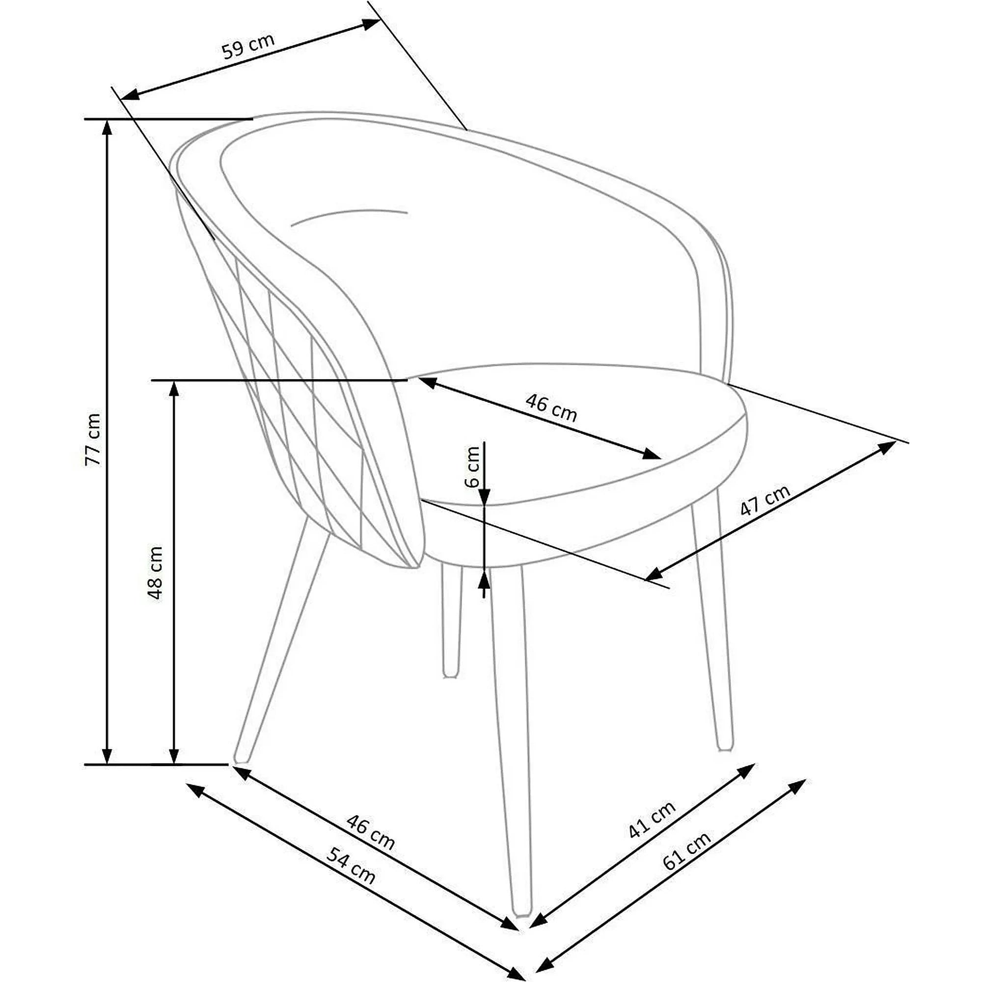 Scaun K430, bej/negru, stofa catifelata/metal, 61x54x77 cm