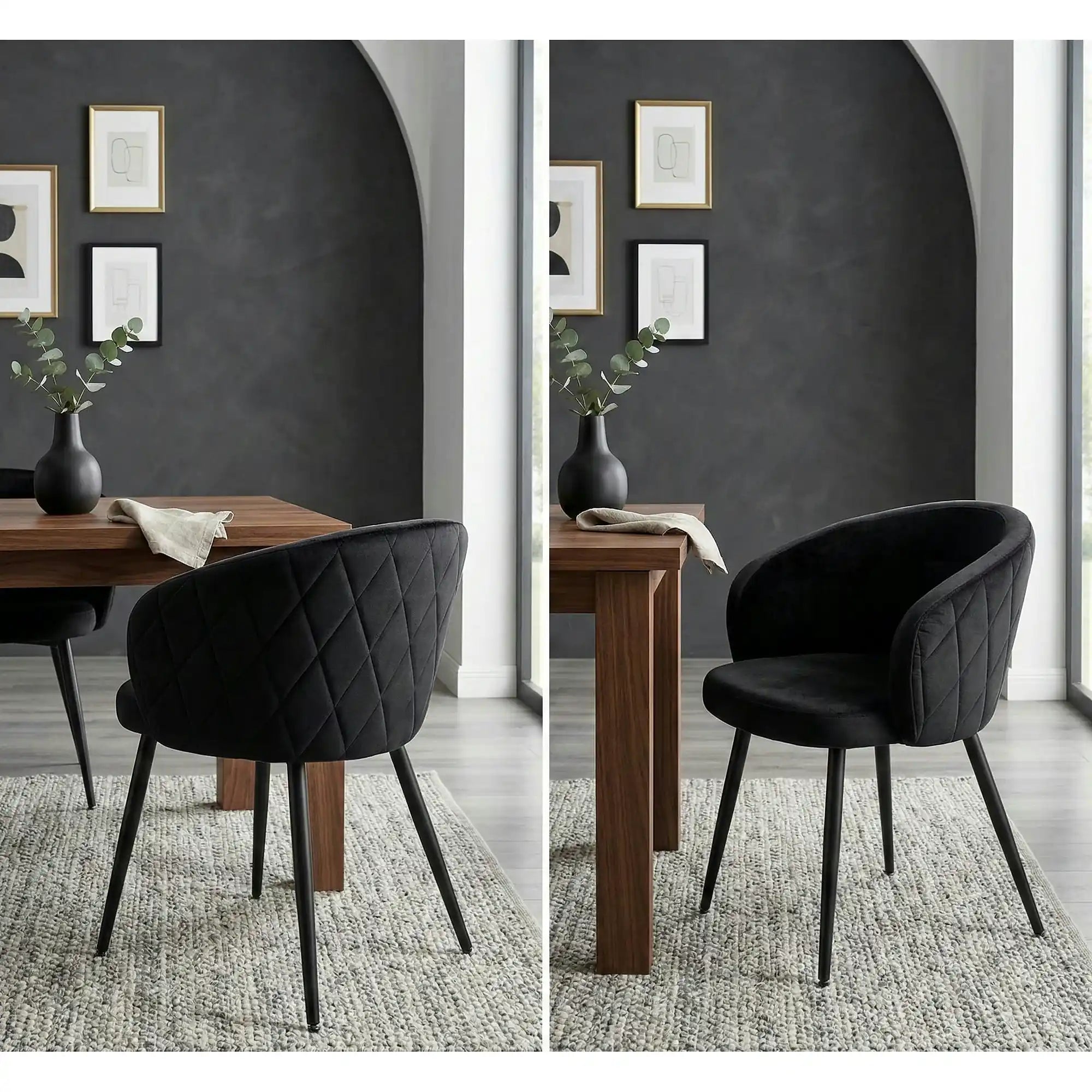 Scaun K430, negru, stofa catifelata/metal, 61x54x77 cm