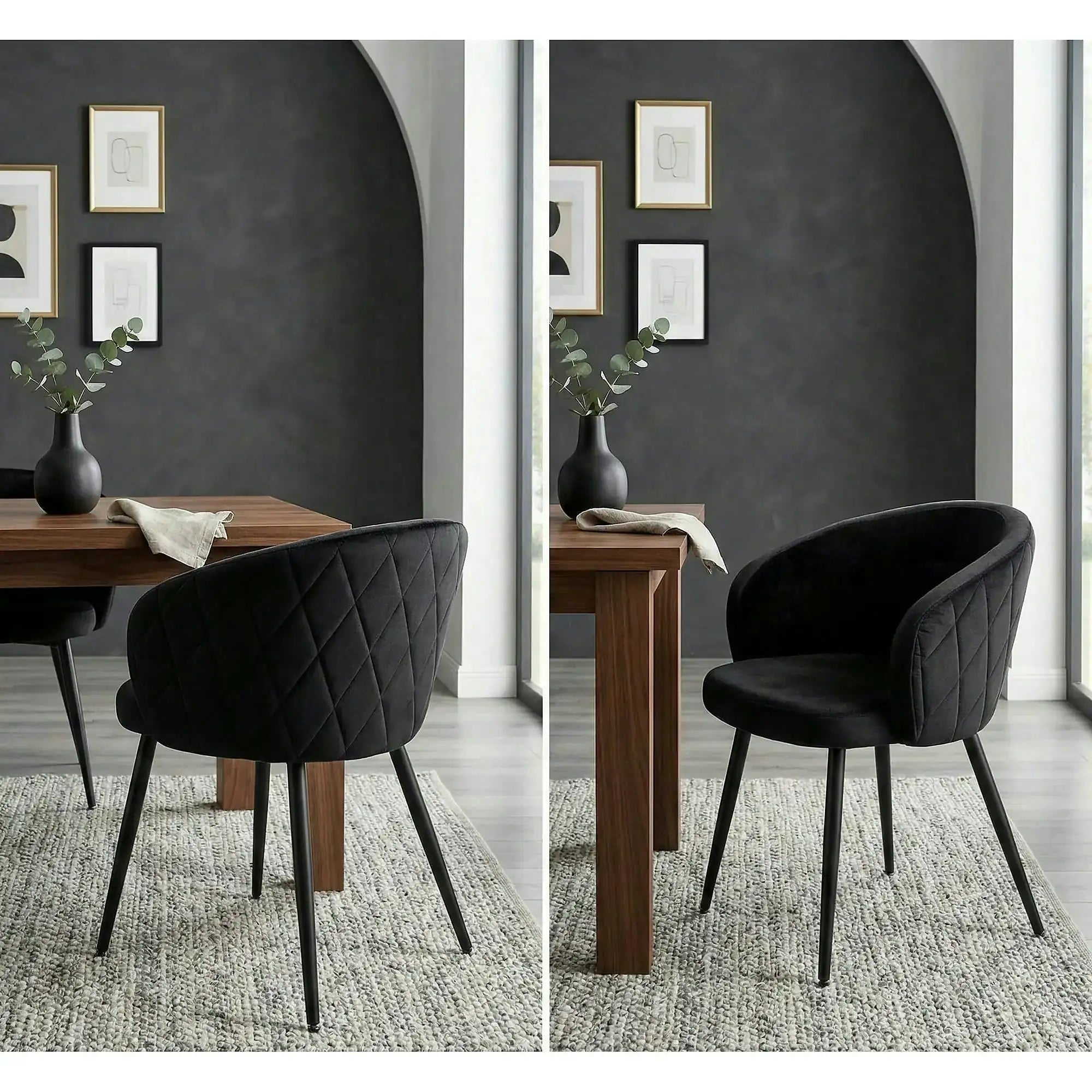 Scaun K430, negru, stofa catifelata/metal, 61x54x77 cm