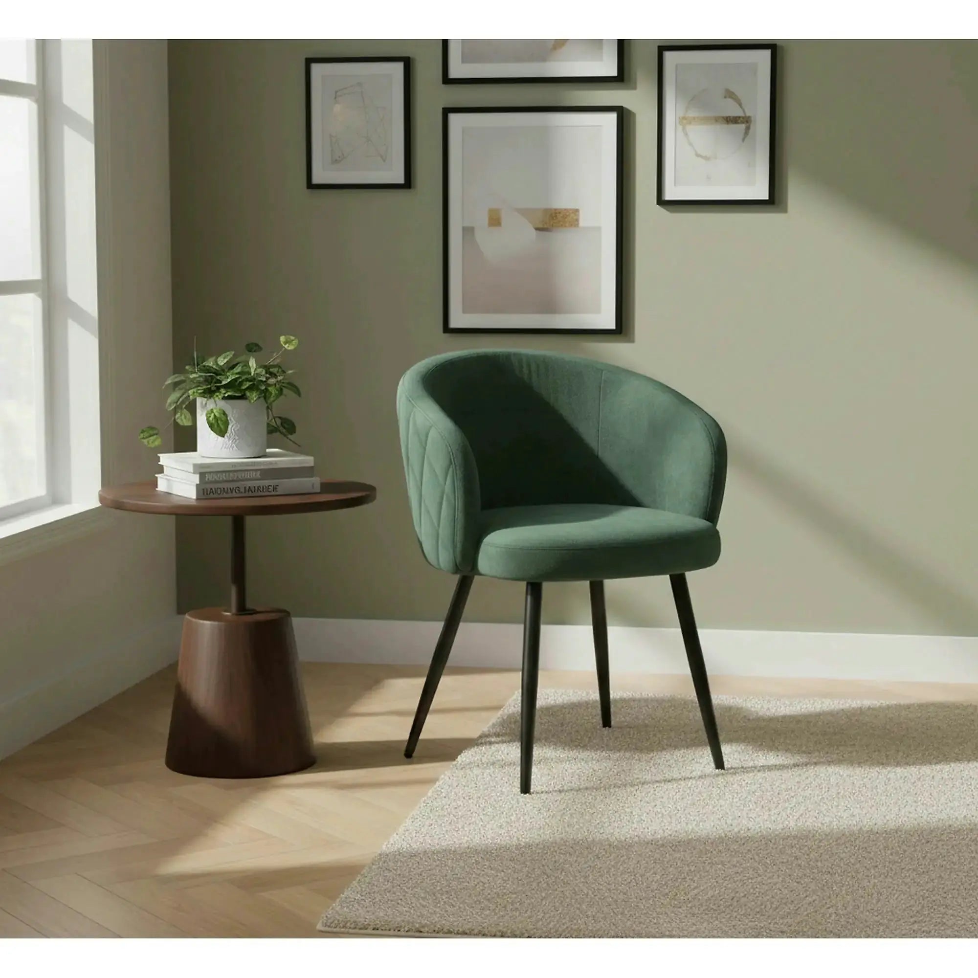 Scaun K430, verde/negru, stofa catifelata/metal, 61x54x77 cm