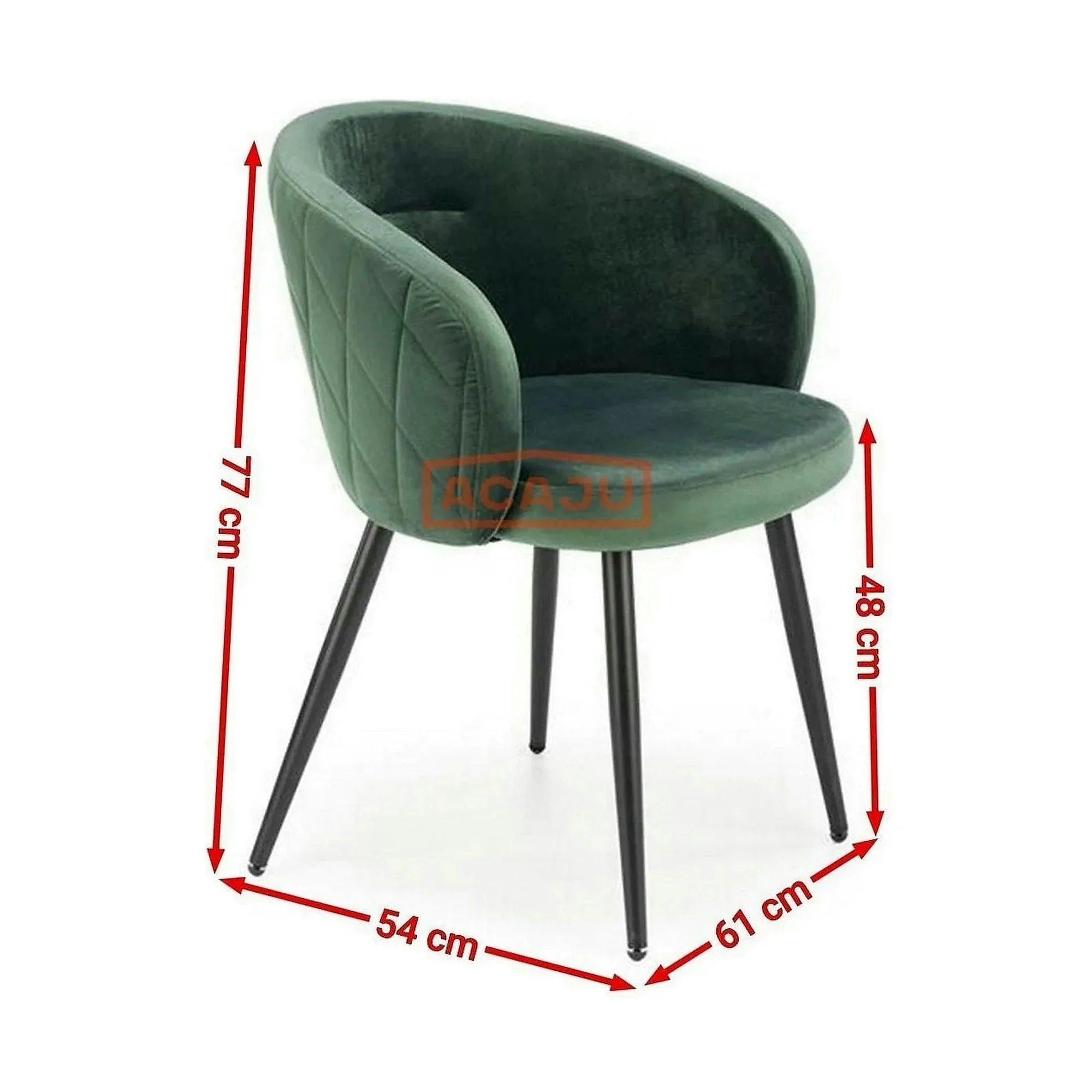 Scaun K430, verde/negru, stofa catifelata/metal, 61x54x77 cm