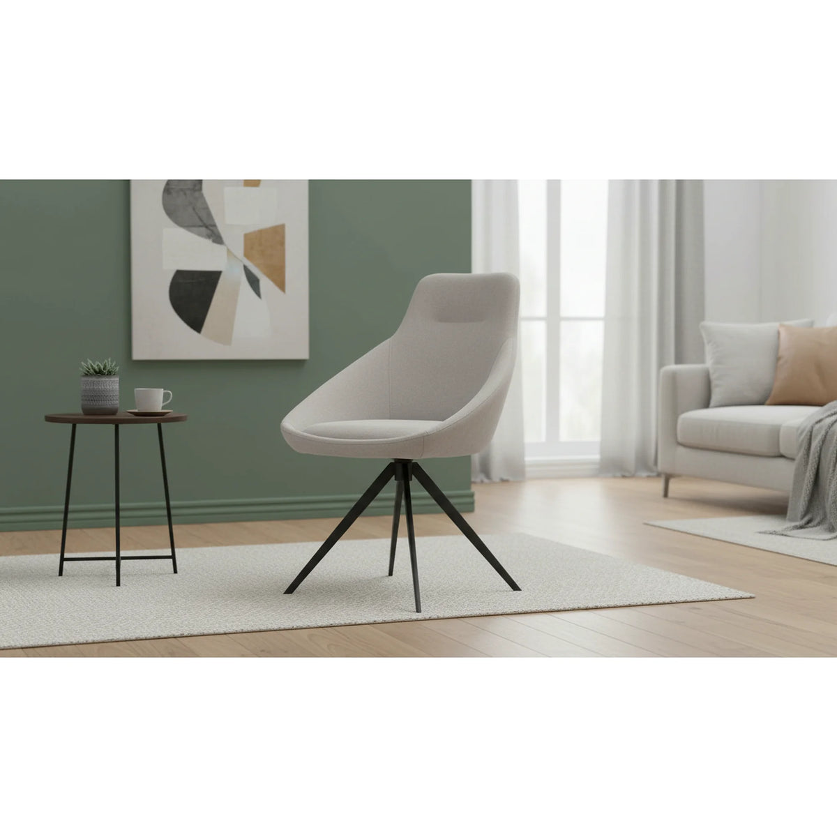 Scaun K431, gri deschis/negru, stofa clasica/metal, 55x54x84 cm