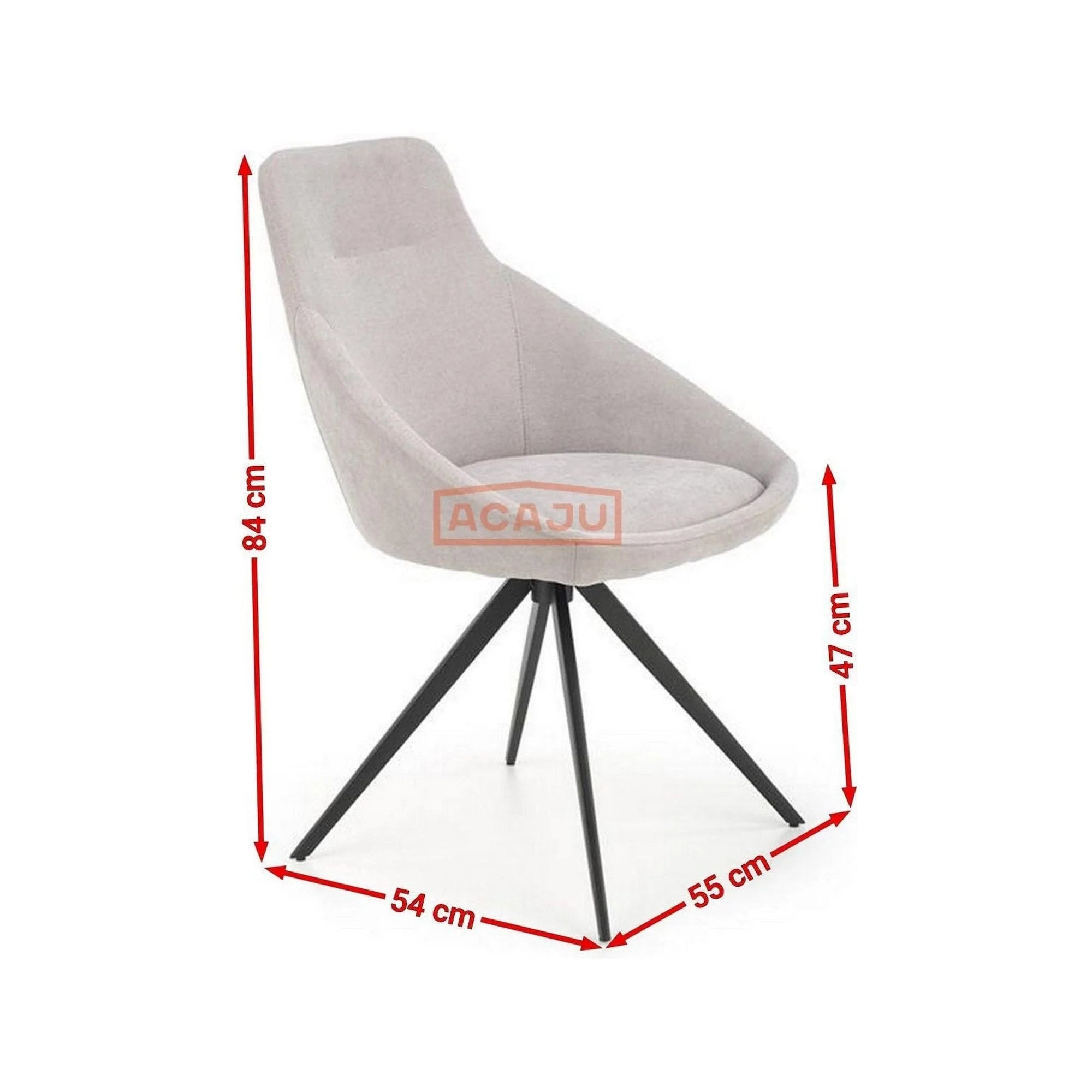 Scaun K431, gri deschis/negru, stofa clasica/metal, 55x54x84 cm