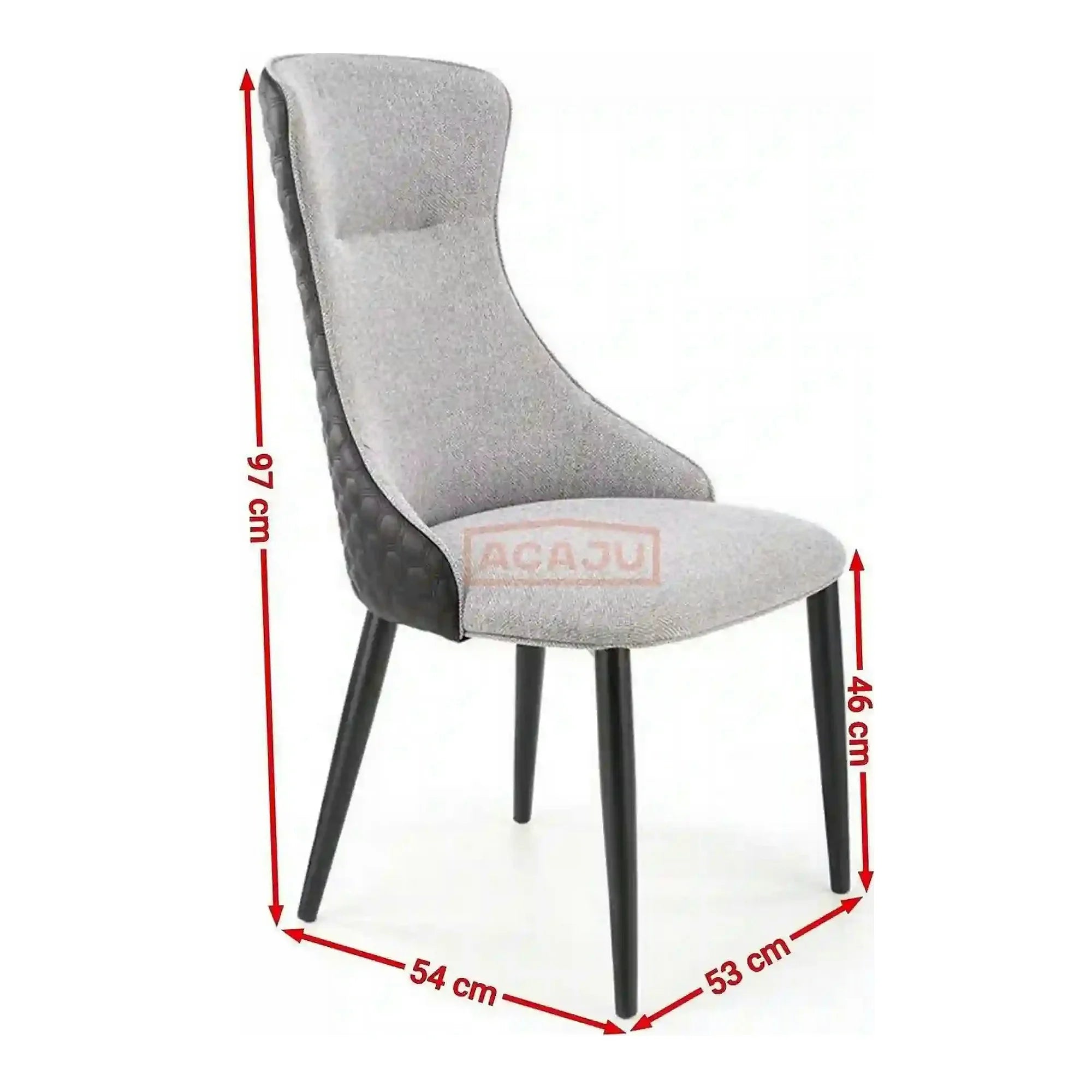 Scaun K434, gri/negru, stofa catifelata/piele ecologica, 53x54x97 cm