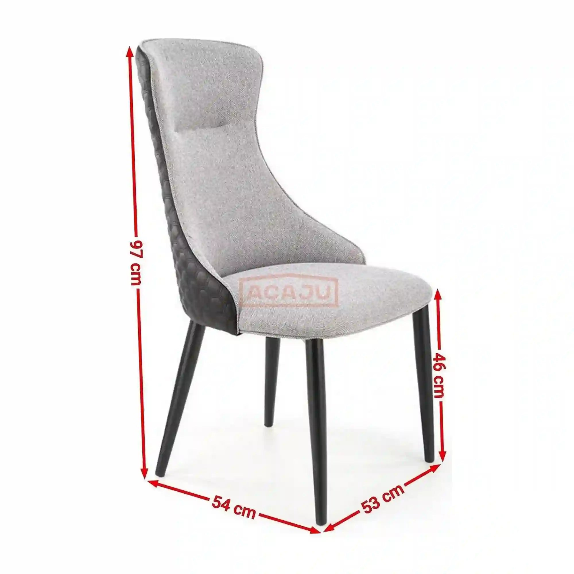 Scaun K434, gri/negru, stofa catifelata/piele ecologica, 53x54x97 cm