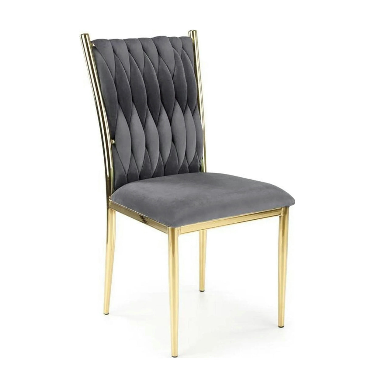 Scaun K436, gri/auriu, stofa catifelata/metal, 48x55x94 cm
