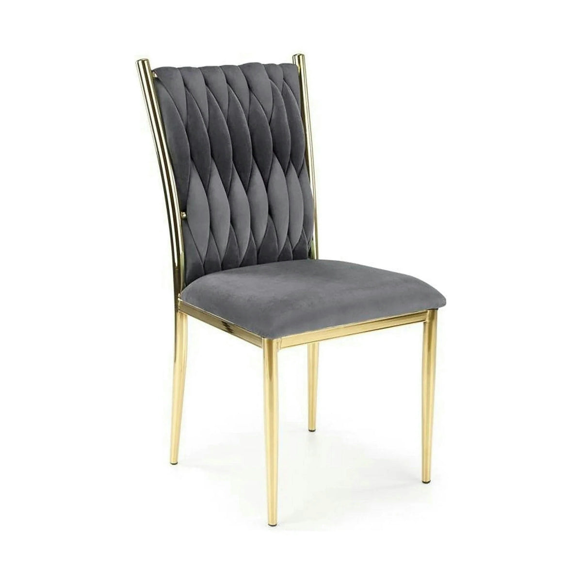 Scaun K436, gri/auriu, stofa catifelata/metal, 48x55x94 cm