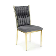 Scaun K436, gri/auriu, stofa catifelata/metal, 48x55x94 cm