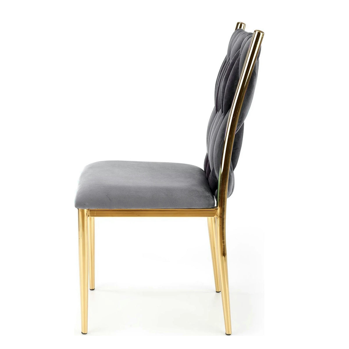 Scaun K436, gri/auriu, stofa catifelata/metal, 48x55x94 cm