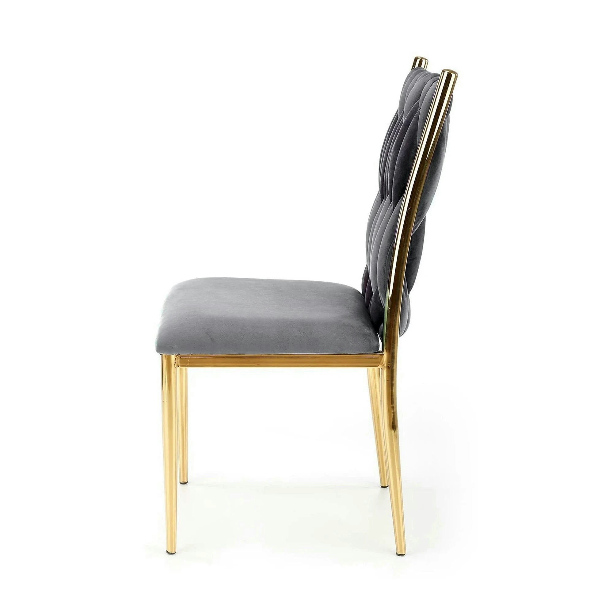 Scaun K436, gri/auriu, stofa catifelata/metal, 48x55x94 cm
