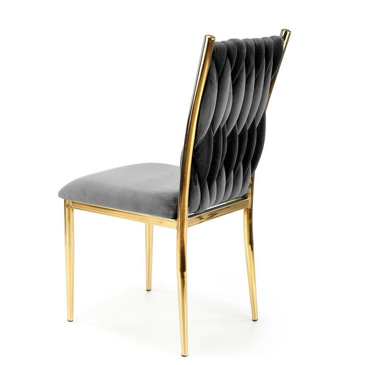 Scaun K436, gri/auriu, stofa catifelata/metal, 48x55x94 cm