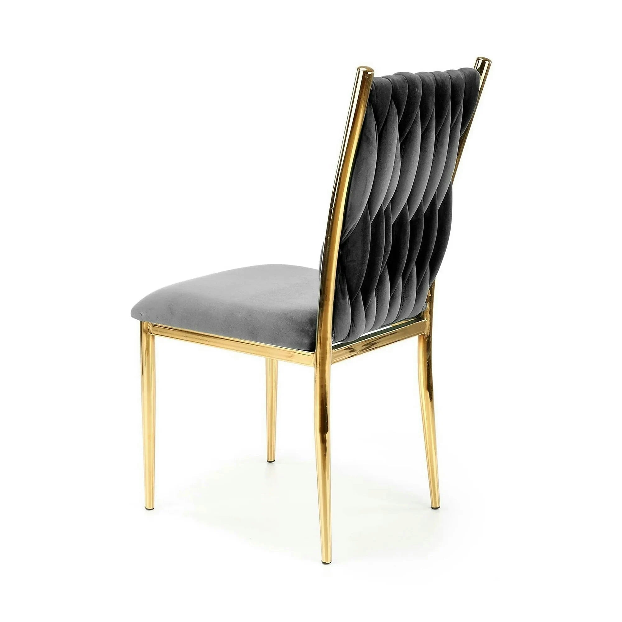 Scaun K436, gri/auriu, stofa catifelata/metal, 48x55x94 cm