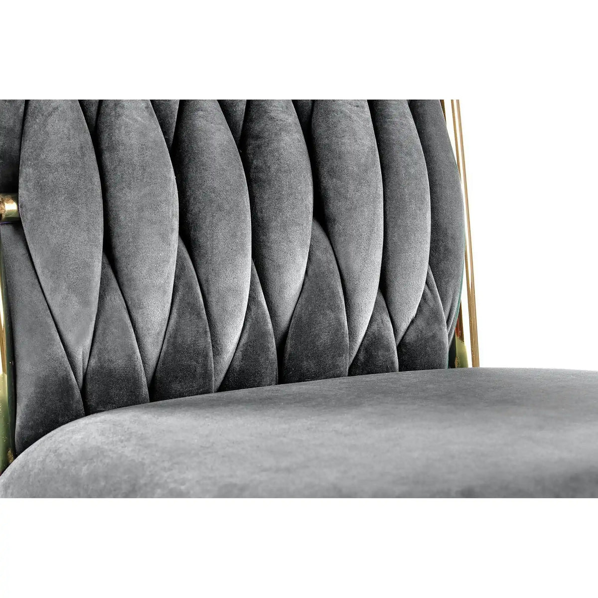 Scaun K436, gri/auriu, stofa catifelata/metal, 48x55x94 cm