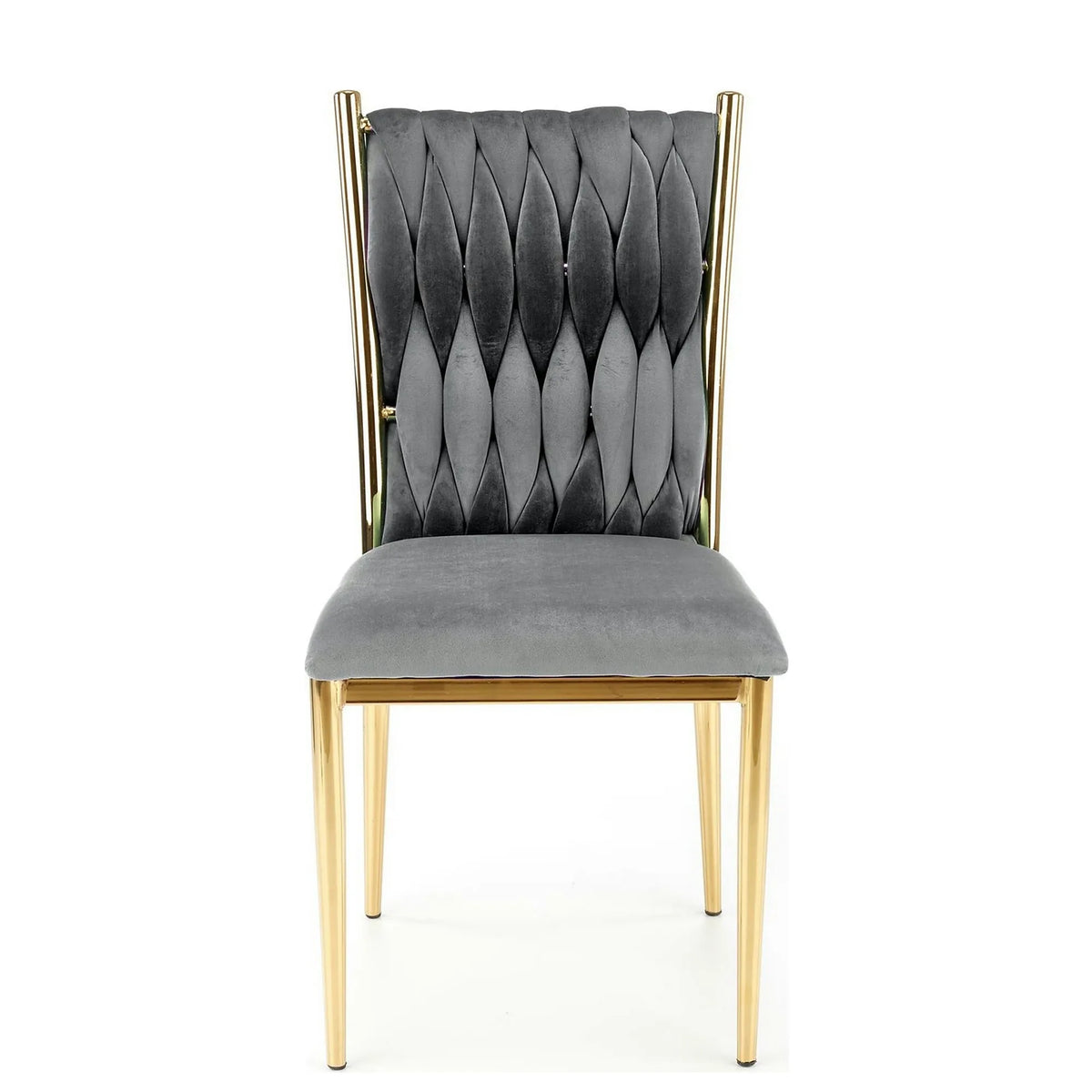 Scaun K436, gri/auriu, stofa catifelata/metal, 48x55x94 cm