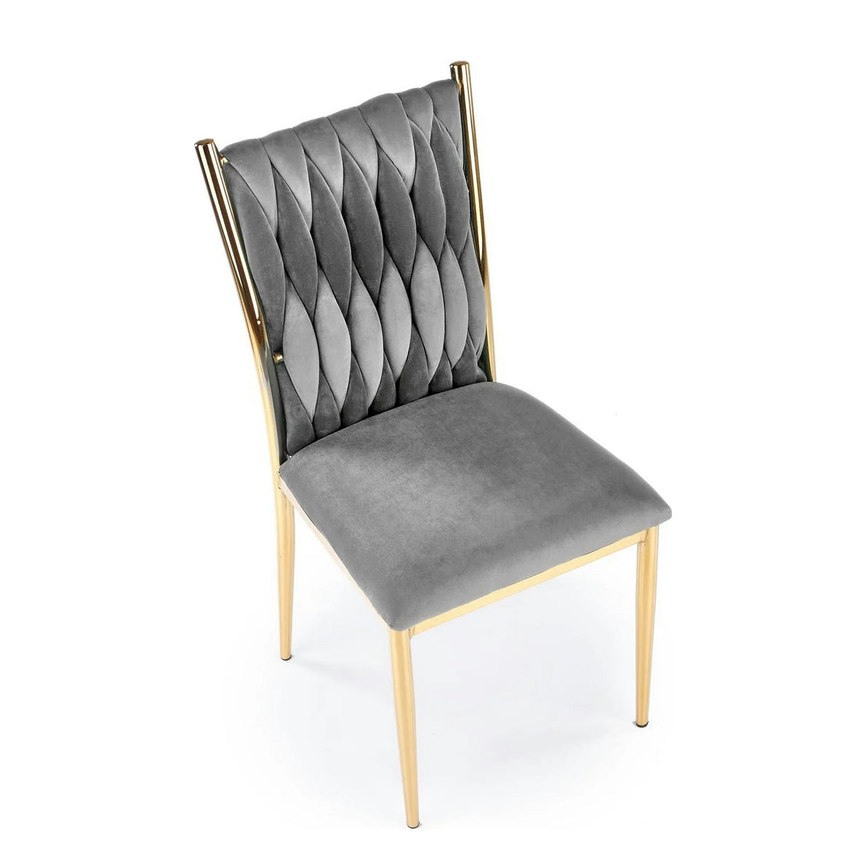 Scaun K436, gri/auriu, stofa catifelata/metal, 48x55x94 cm