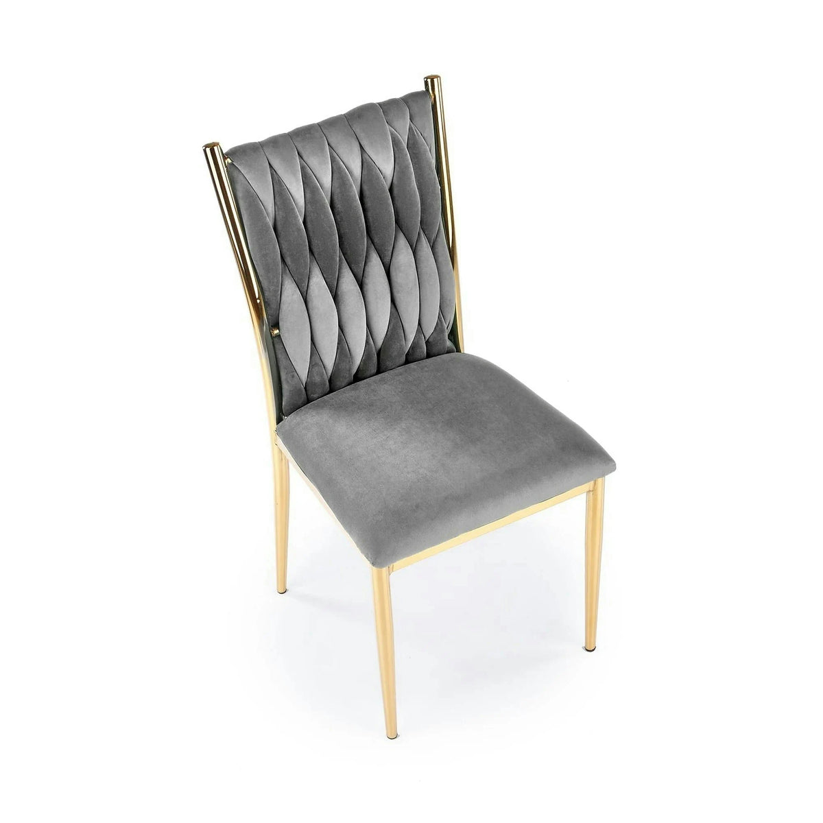 Scaun K436, gri/auriu, stofa catifelata/metal, 48x55x94 cm