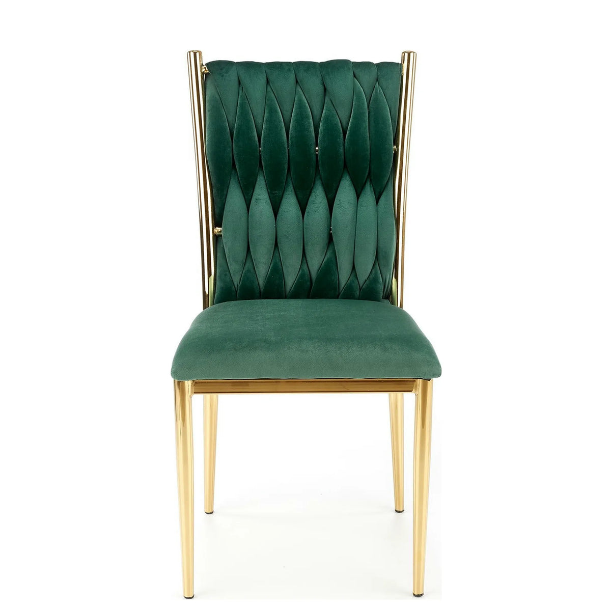 Scaun K436, verde/auriu, stofa catifelata/metal, 48x55x94 cm