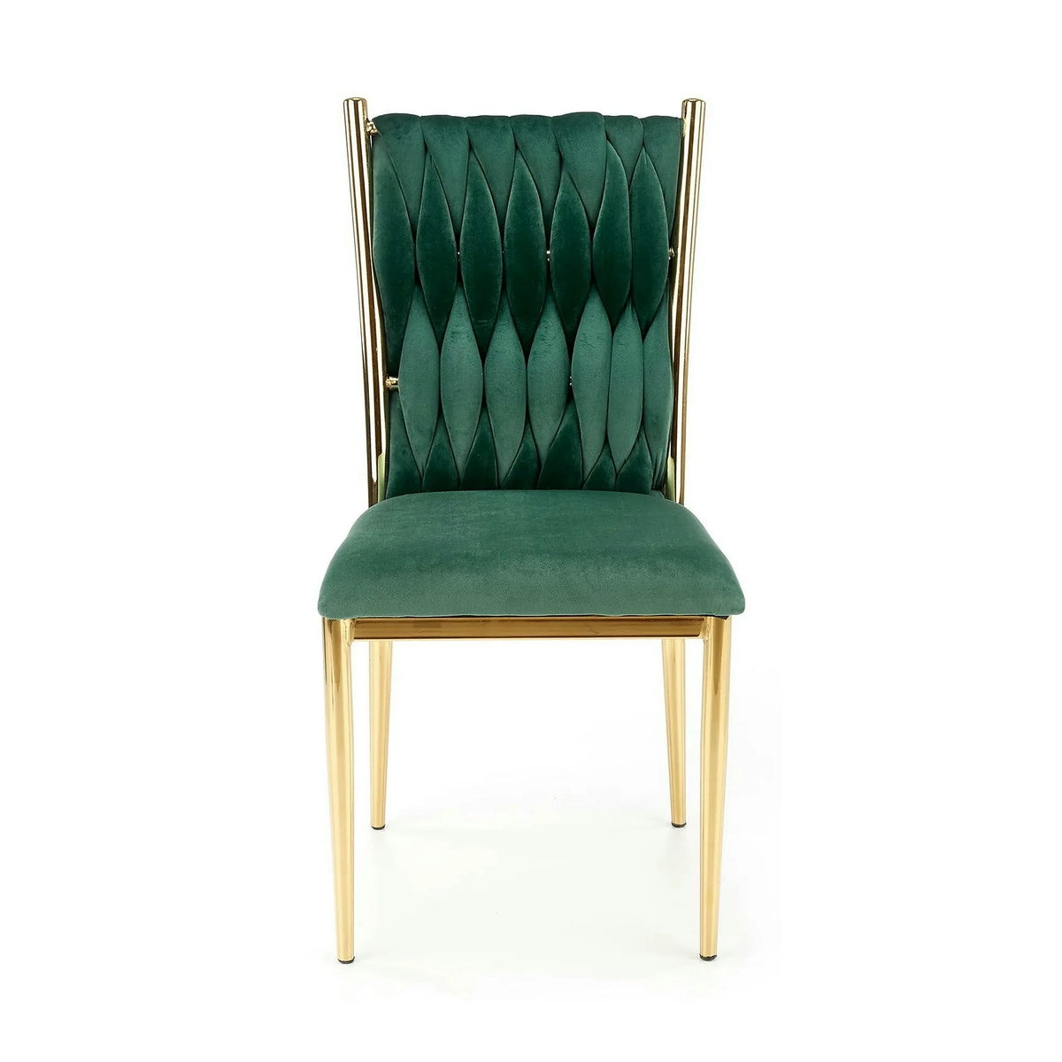 Scaun K436, verde/auriu, stofa catifelata/metal, 48x55x94 cm