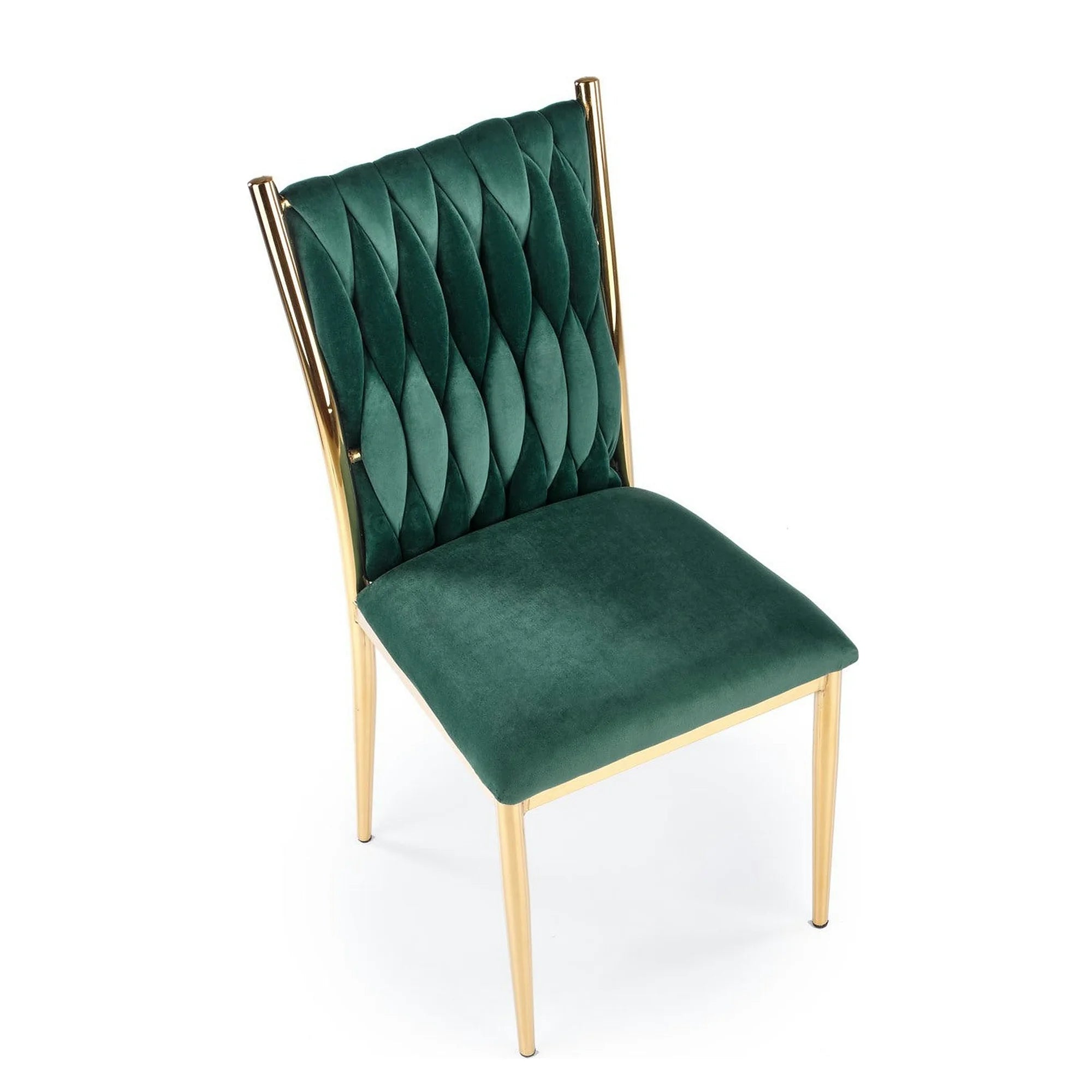 Scaun K436, verde/auriu, stofa catifelata/metal, 48x55x94 cm