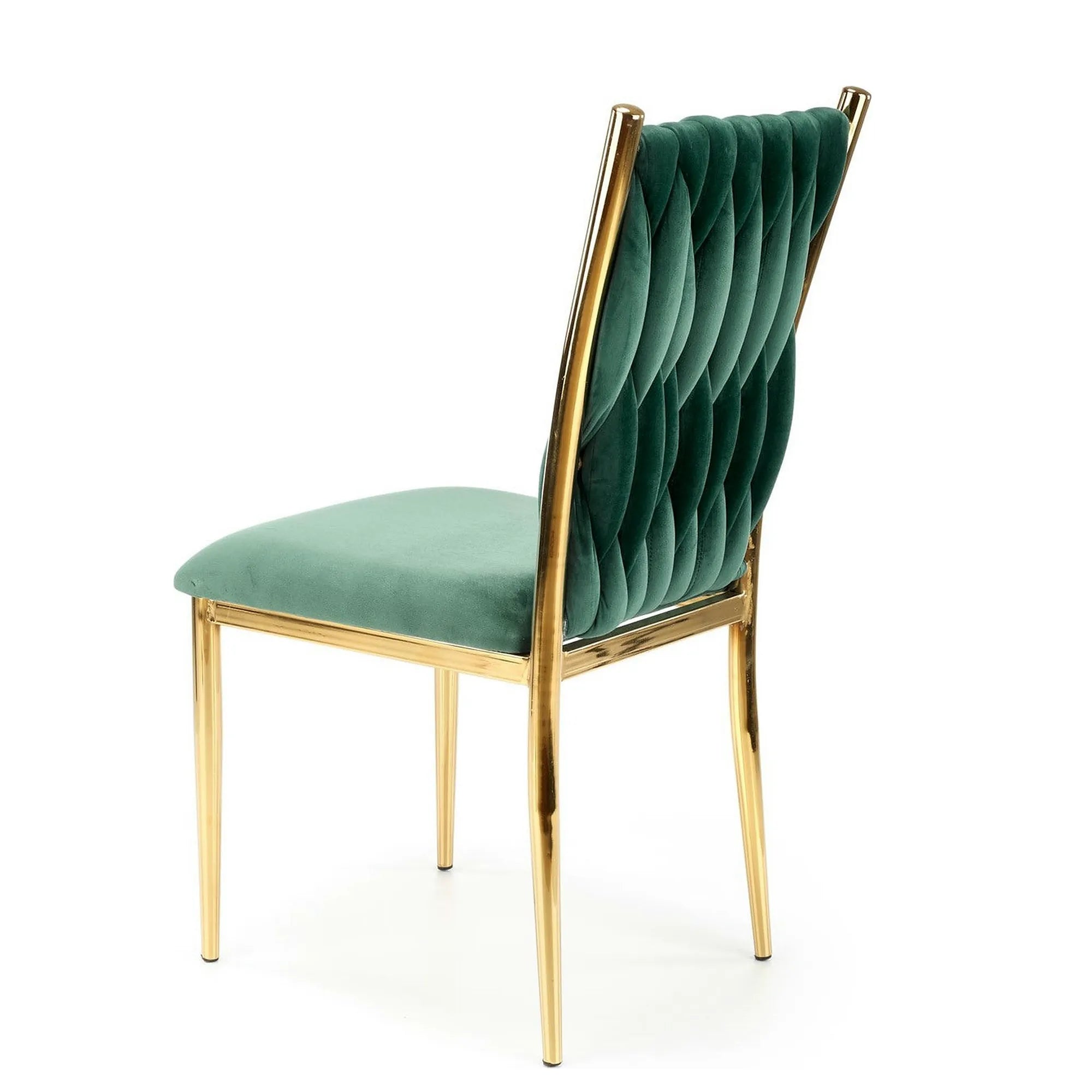 Scaun K436, verde/auriu, stofa catifelata/metal, 48x55x94 cm