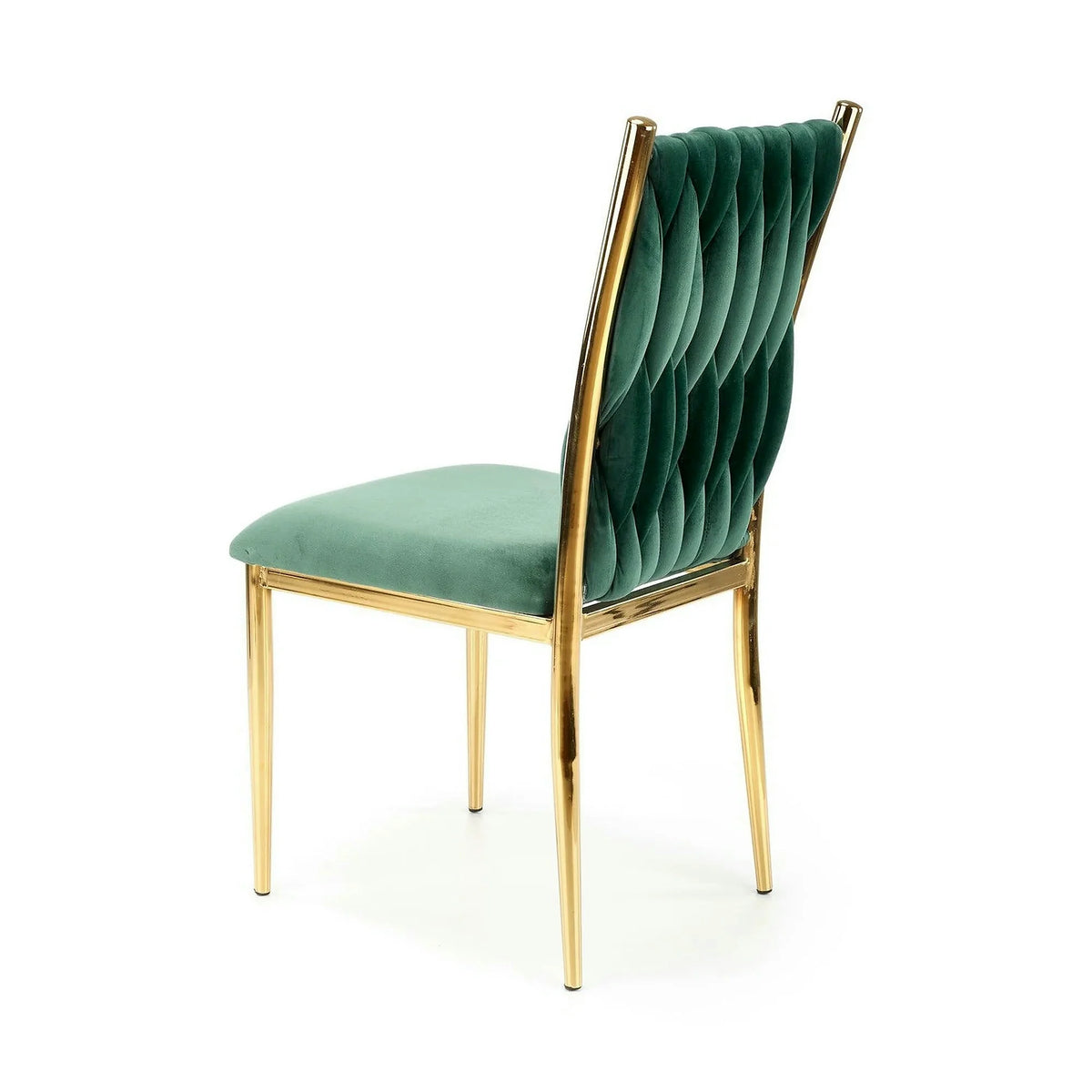 Scaun K436, verde/auriu, stofa catifelata/metal, 48x55x94 cm